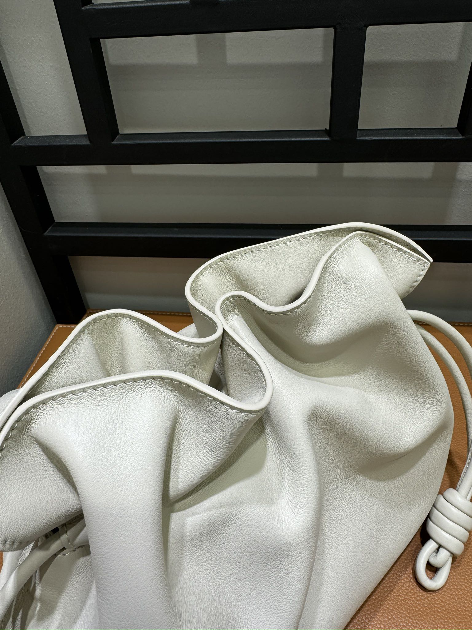 Loewe Flamenco Medium Clutch Bag - Sea Salt White, Drawstring Closure 6 i1723044252 6009 7