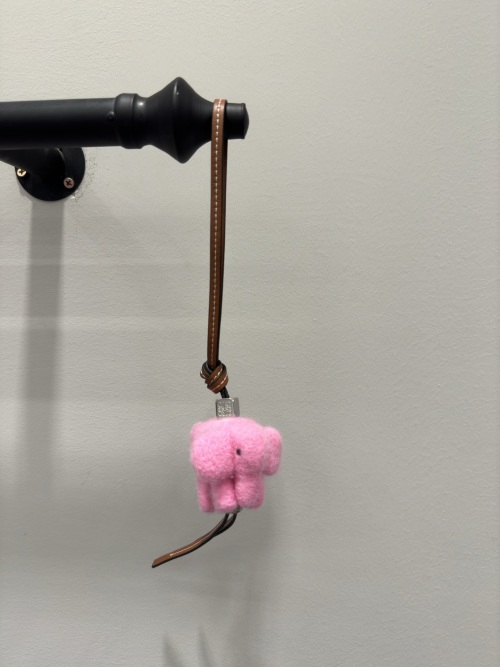 Charming Pink Wool Felt Elephant Charm - Bag and Car Accessory