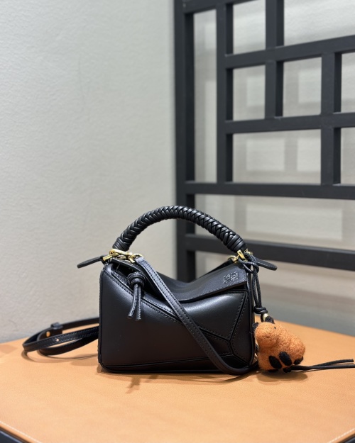 Loewe Puzzle Mini Bag With Braided Handle Black Leather Crossbody Bag 1 Loewe Puzzle Mini Bag With Braided Handle Black Leather Crossbody Bag