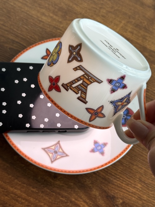 Louis Vuitton Porcelain Cup and Saucer Set, Fine Bone China Tea Set