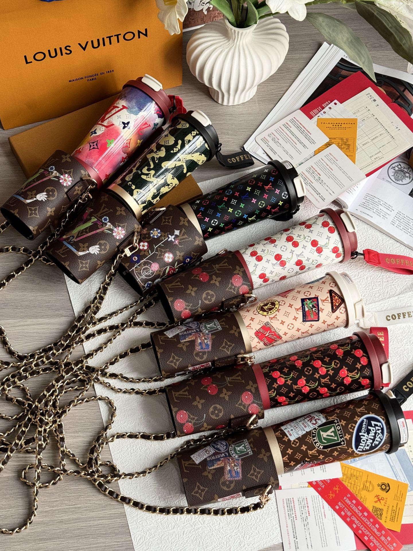 Louis Vuitton Insulated Tumbler with Chain Strap, Leakproof and Portable