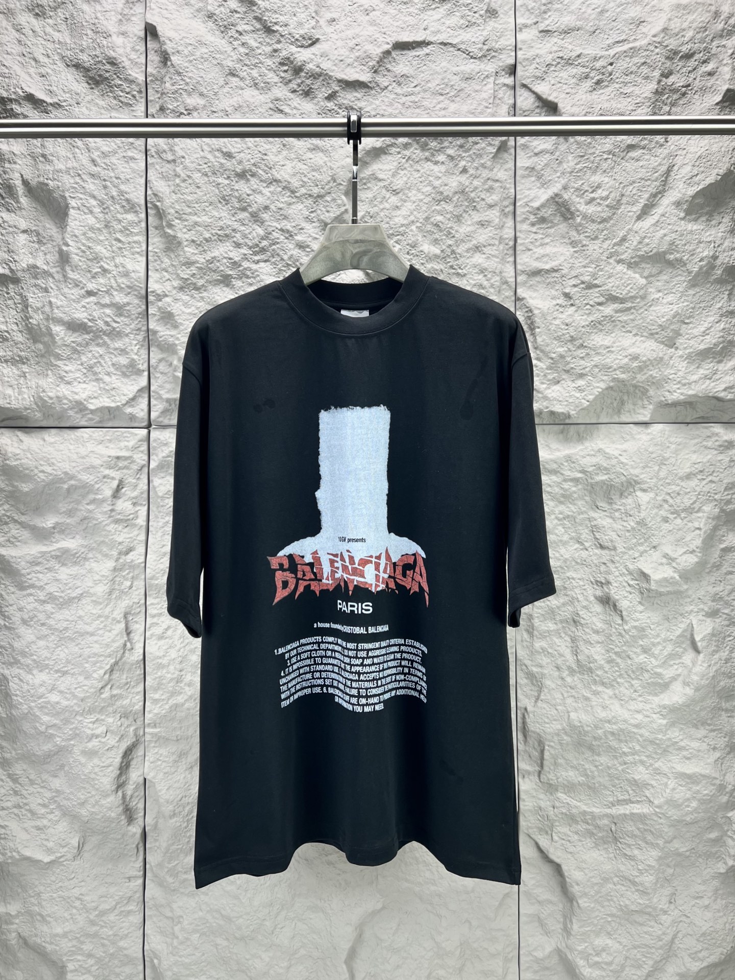P105 -BALENCI*GA Camiseta Balenciaga 26ss God's Gate estampada, cuello redondo, manga corta y talla grande para hombre …
