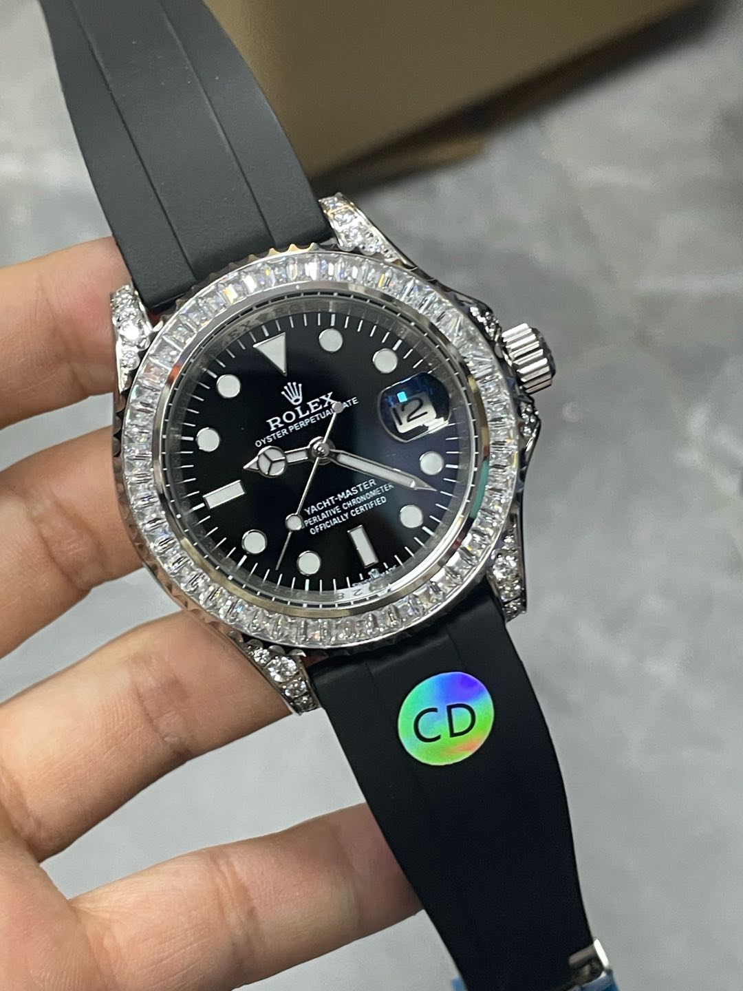 💰450
独家实拍图
Rolex YMDiamond Men's Watch, automatic mechanical watch 
劳力士 游艇系列，钻圈，全自动机械表，男士腕表