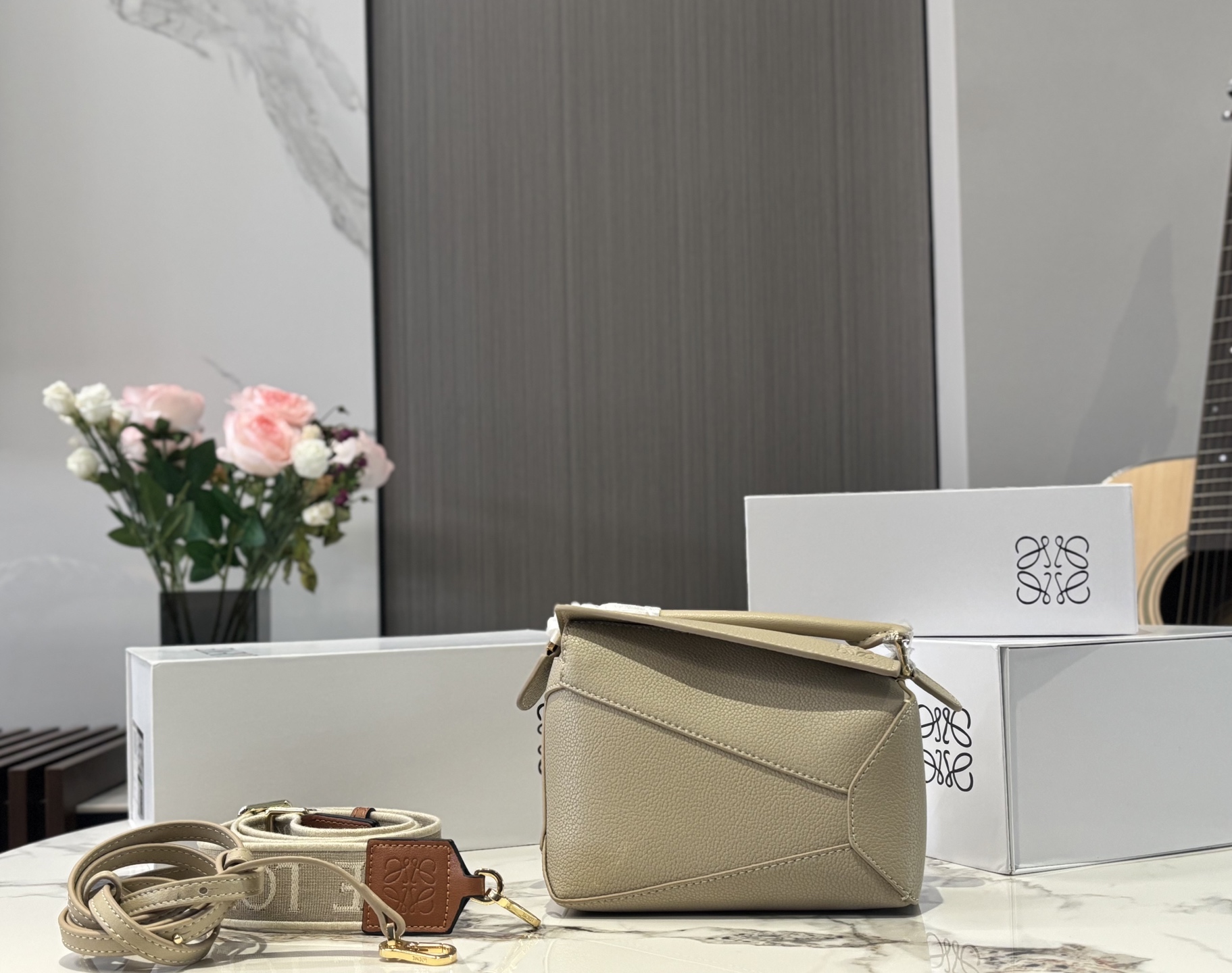 Loewe Puzzle Mini Geometric Bag with Dual Shoulder Straps - 18*10cm