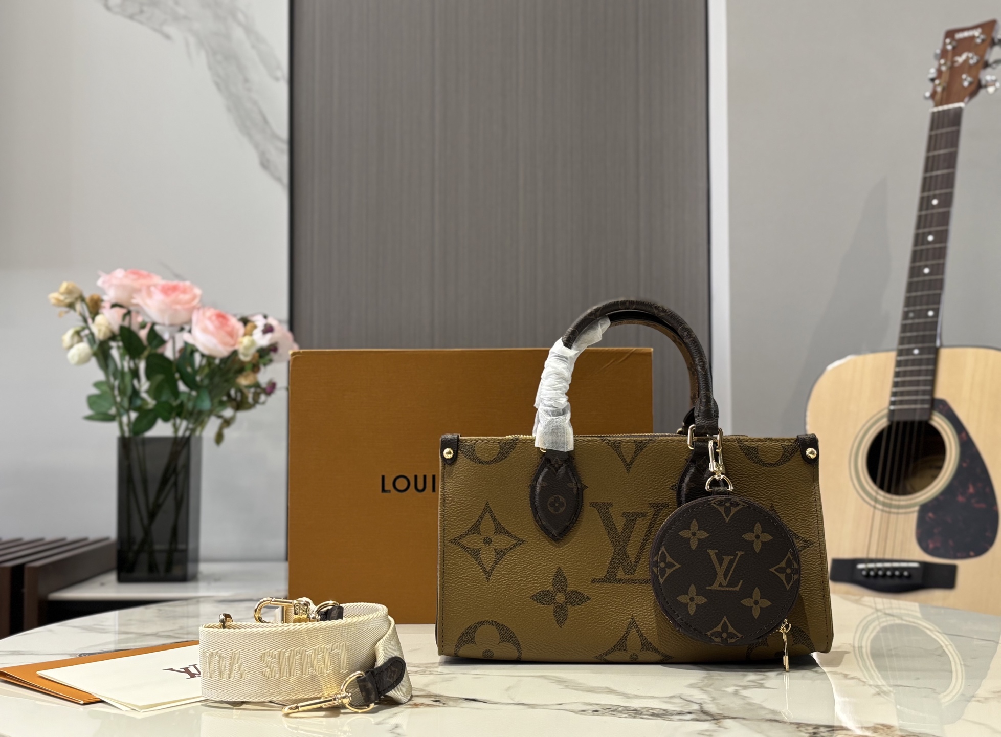 Louis Vuitton On-The-Go Mini Tote with Zip Coin Purse and Canvas Strap