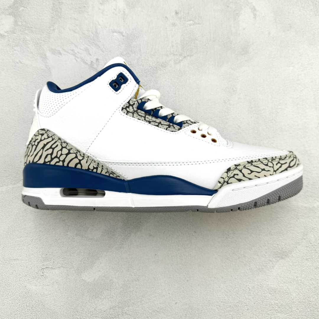 版AirJordanAJ3Retro奇才白蓝CT8532-148市场中端王者全套原纸板楦头开发原厂大底磨