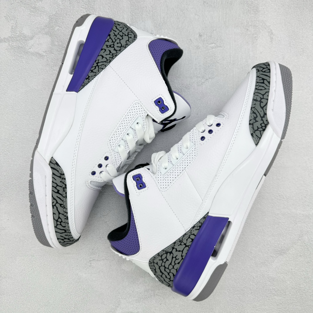 版AirJordanAJ3Retro白紫CT8532-105市场中端王者全套原纸板楦头开发原厂大底磨具加