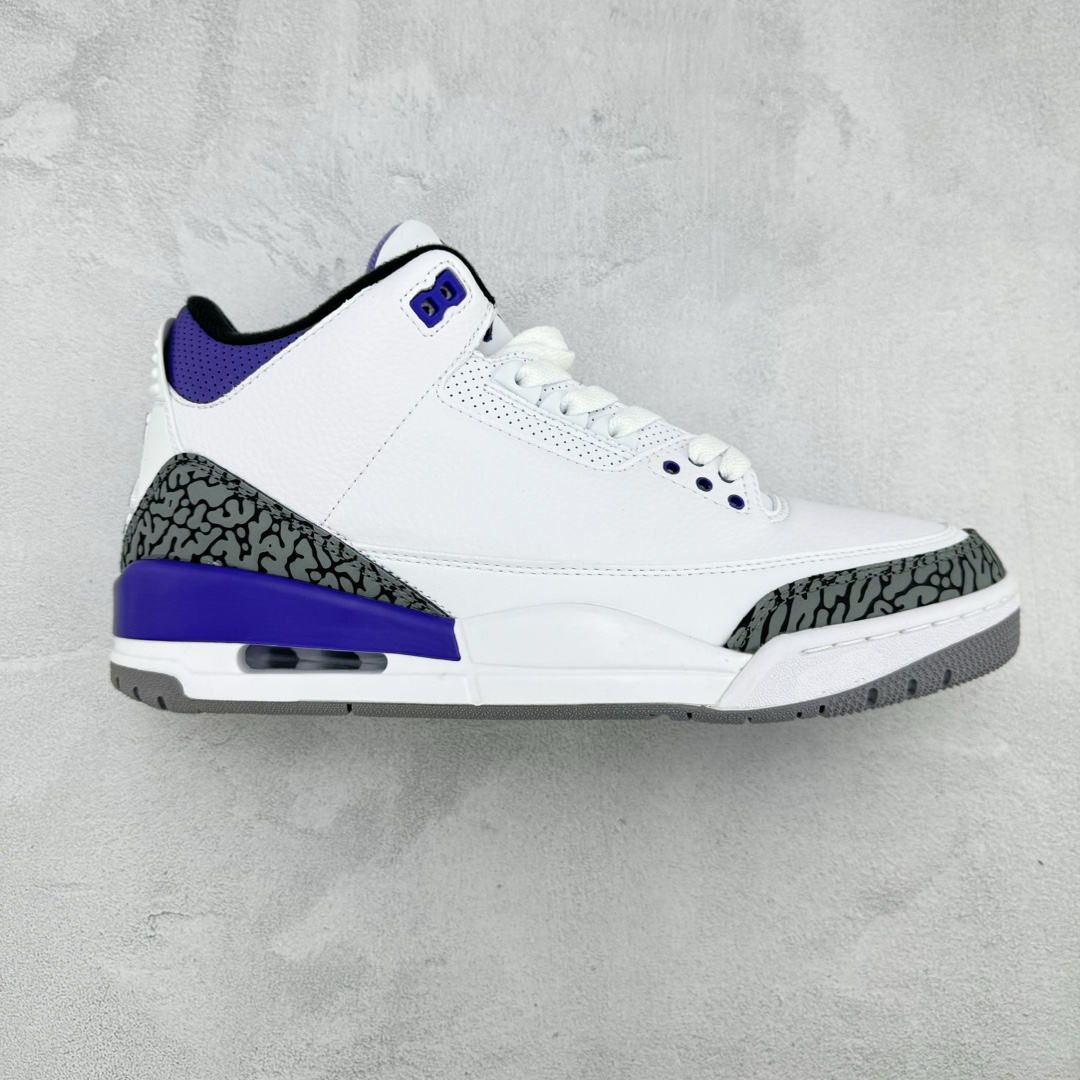 版AirJordanAJ3Retro白紫CT8532-105市场中端王者全套原纸板楦头开发原厂大底磨具加