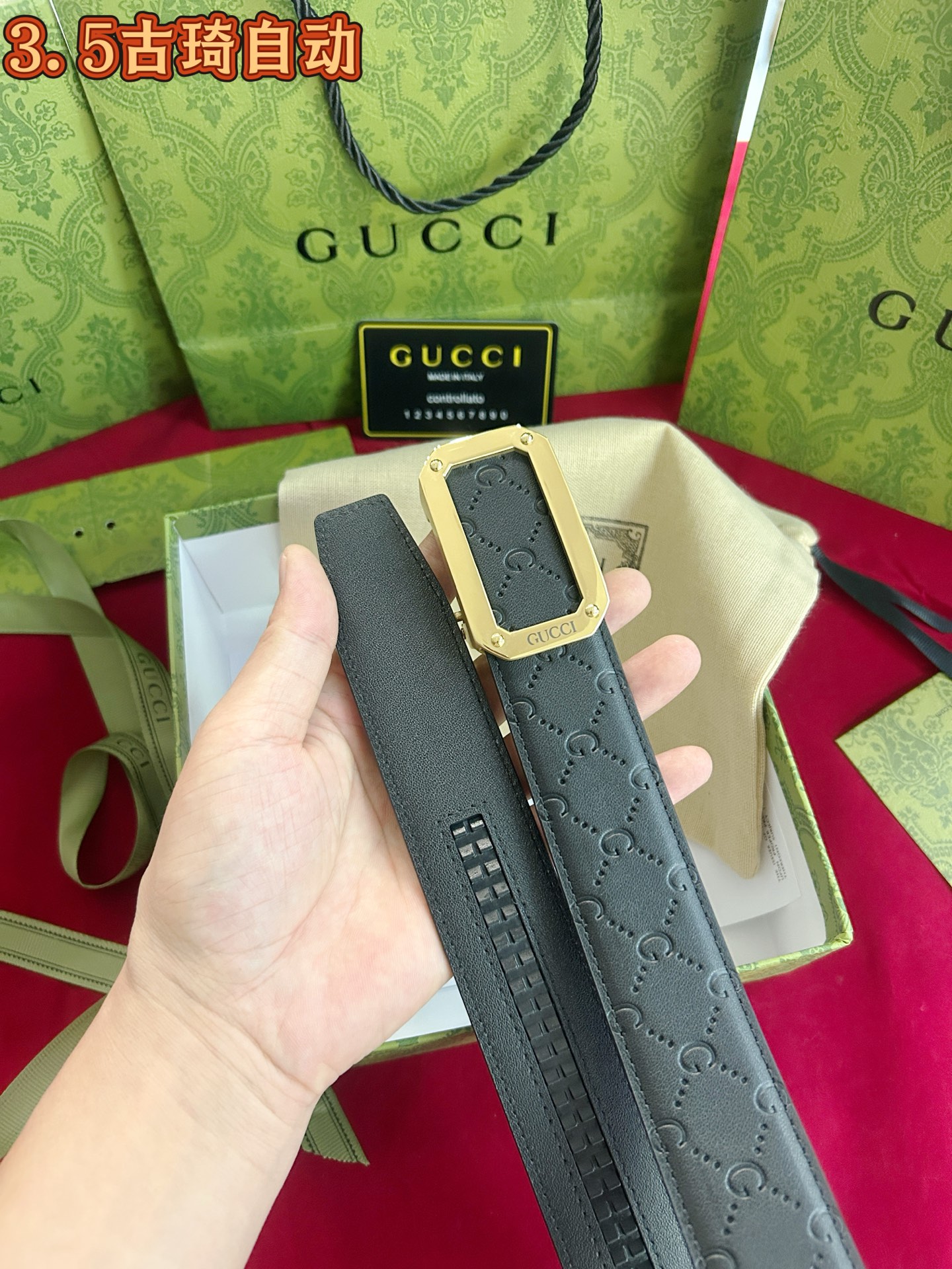 配专柜包装    古奇㊙️原单高端品质🎗专柜官网同步🌟支持NFC感应💎宽度3.5精美自动钢扣头💯意大利进