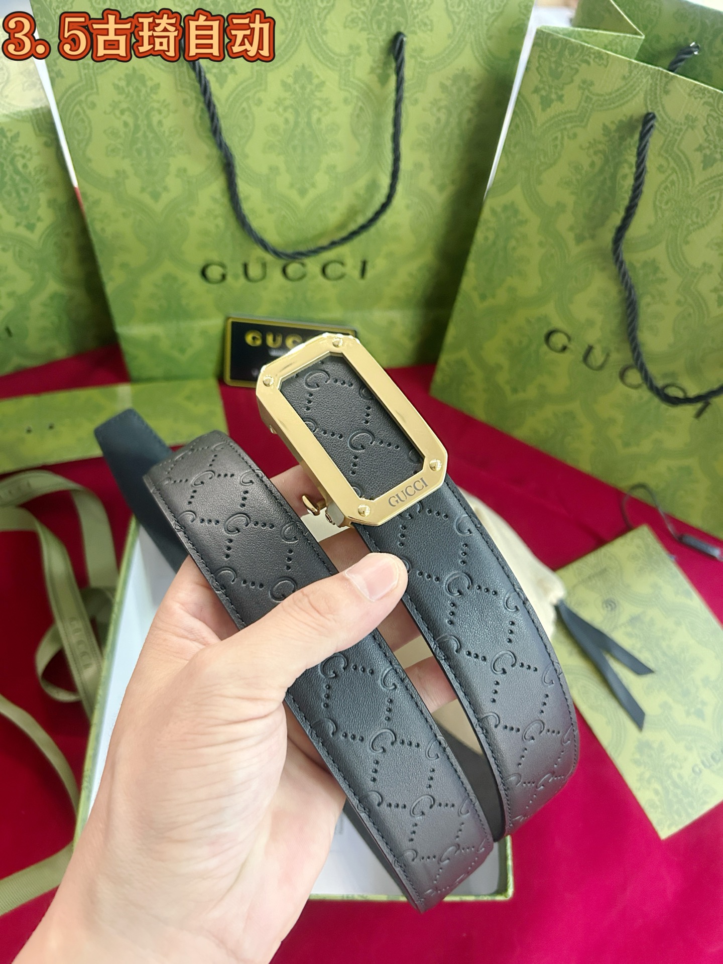 配专柜包装    古奇㊙️原单高端品质🎗专柜官网同步🌟支持NFC感应💎宽度3.5精美自动钢扣头💯意大利进