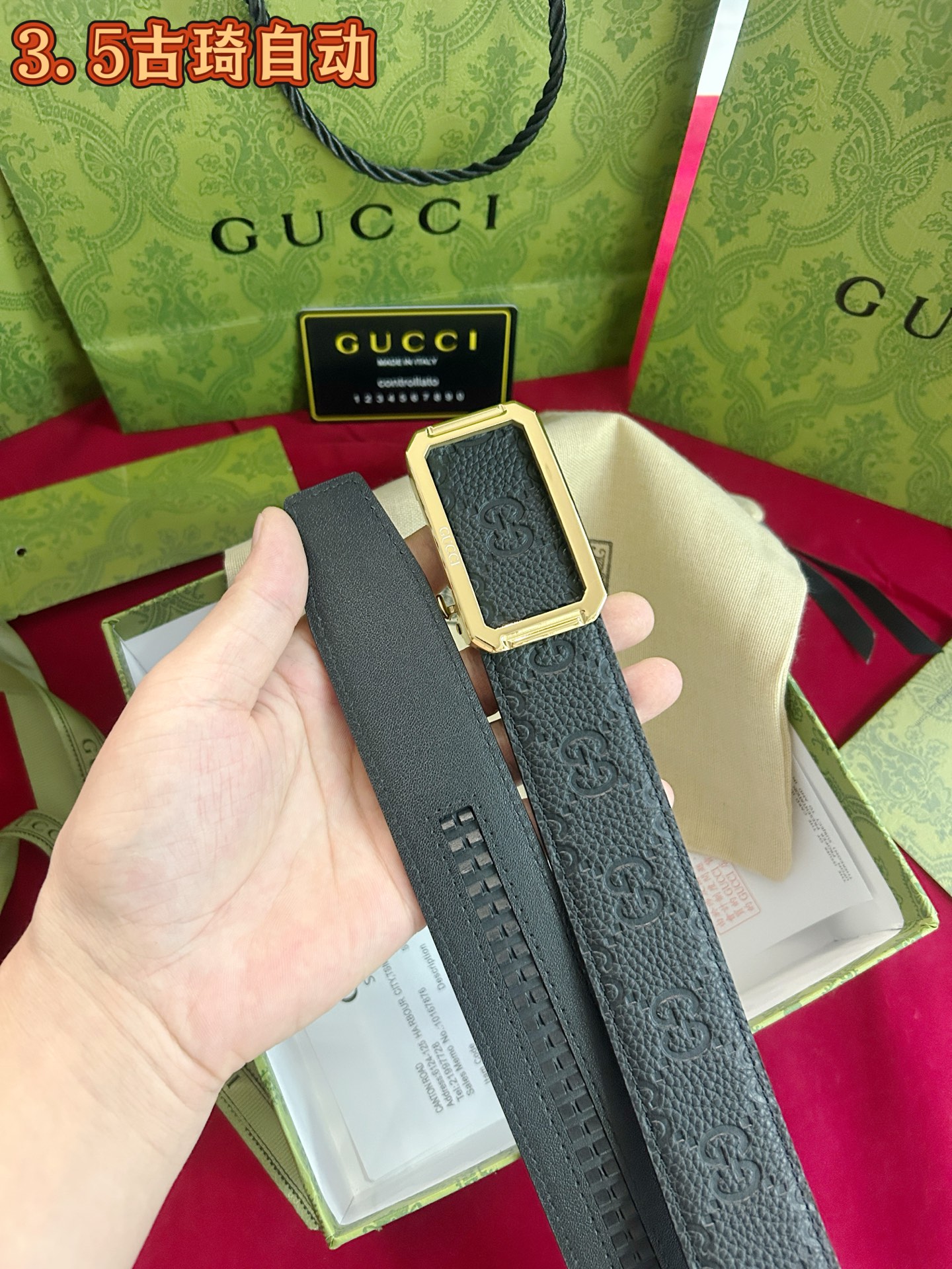 配专柜包装    古奇㊙️原单高端品质🎗专柜官网同步🌟支持NFC感应💎宽度3.5精美自动钢扣头💯意大利进