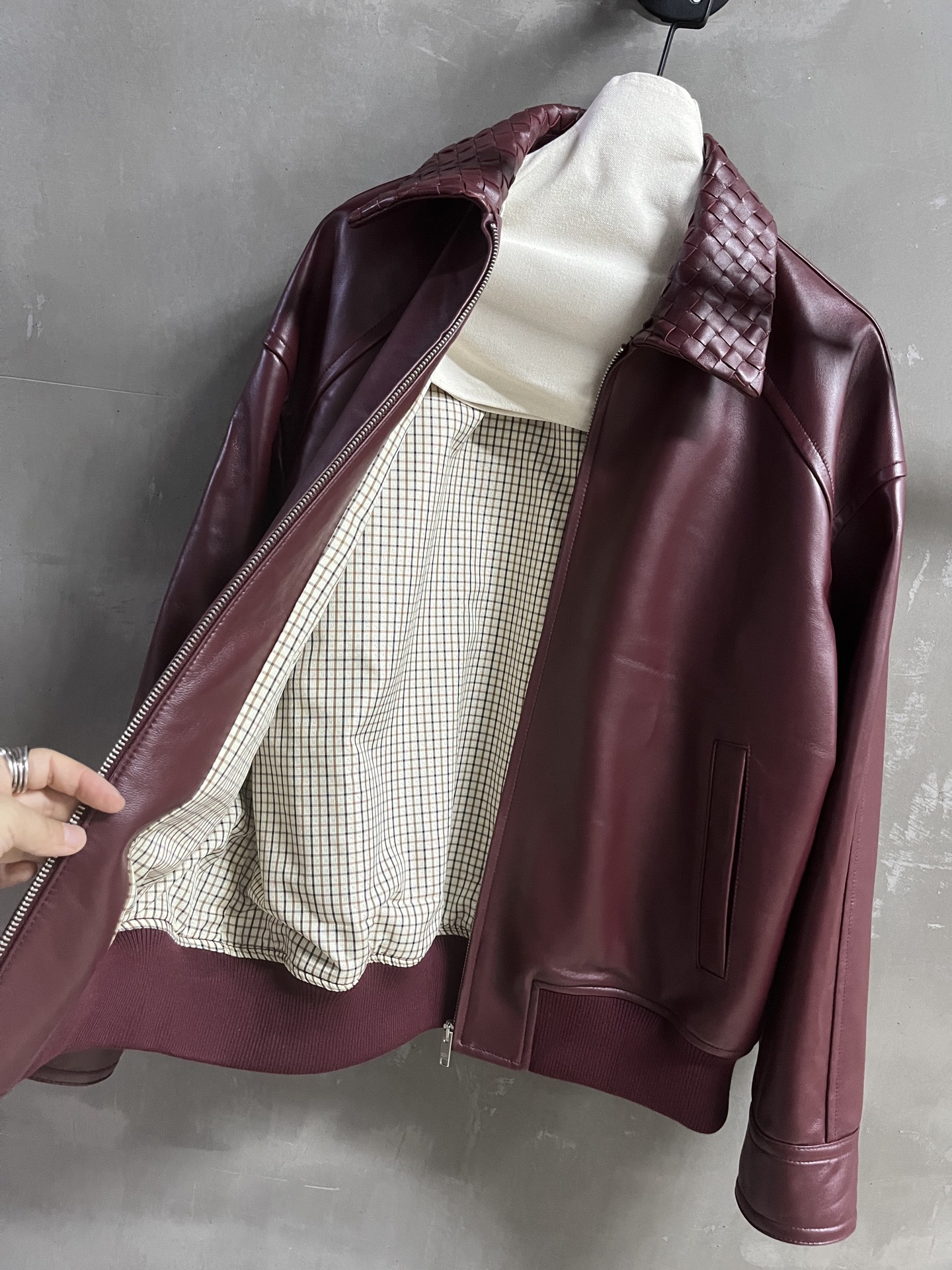 Hand-Woven Leather Collar Jacket, Unisex Lambskin Outerwear, Fall 2025 Collection 6 i1752840646422 9095 0 7