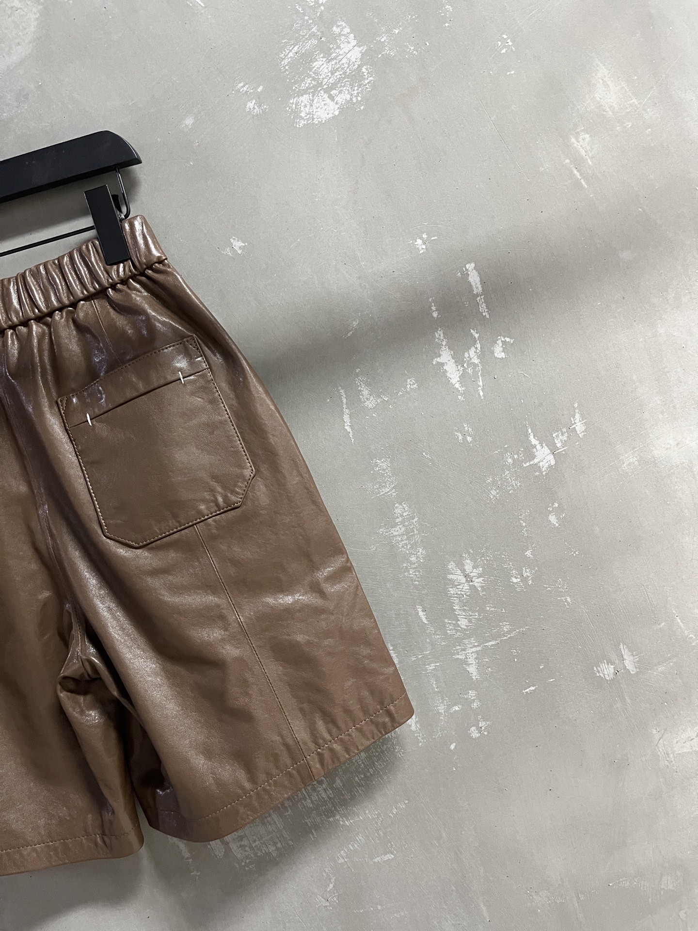 Caramel Lambskin Leather Shorts - Turkish Imported Leather, Elastic Waist 7 i1753545329110 3615 0 4