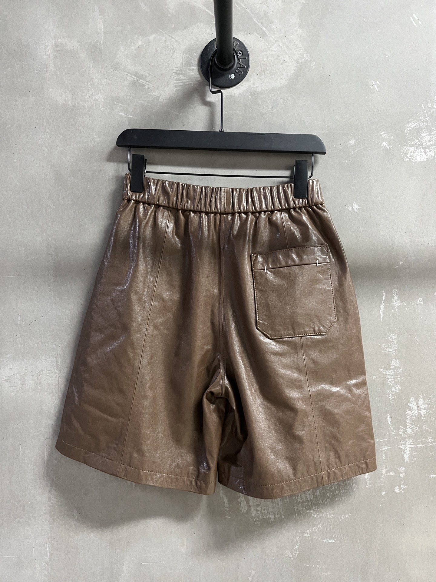 Caramel Lambskin Leather Shorts - Turkish Imported Leather, Elastic Waist 8 i1753545329159 6701 0 5