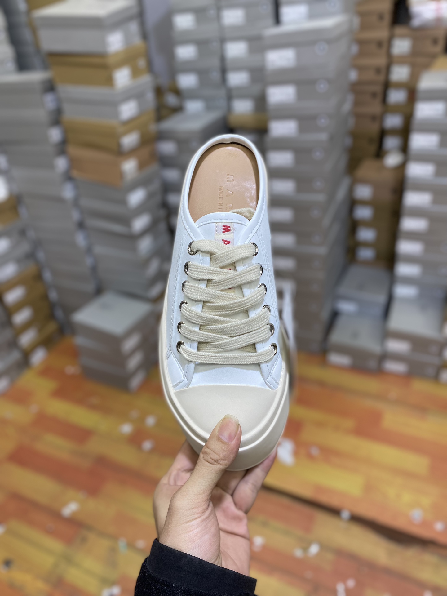 Spot stock Guangdong high version MARNI latest big head women's shoes Mary Jane half slippers