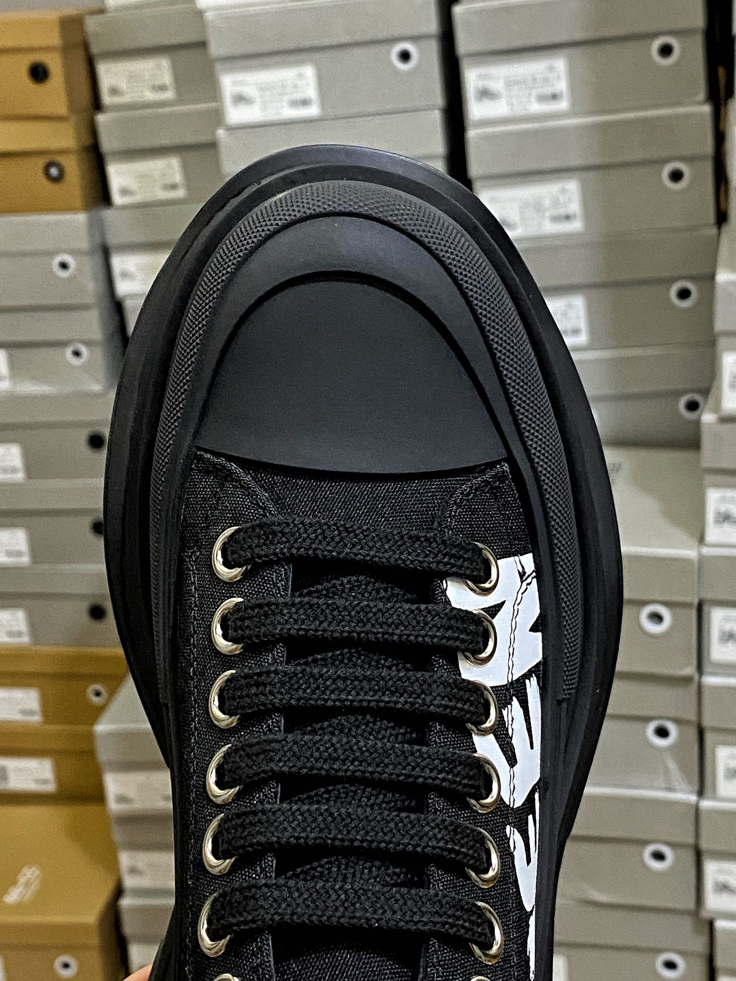 Alexander McQueen/Alexander McQueen platform shoes thick-soled height-enhancing canvas dad shoes graffiti color matching