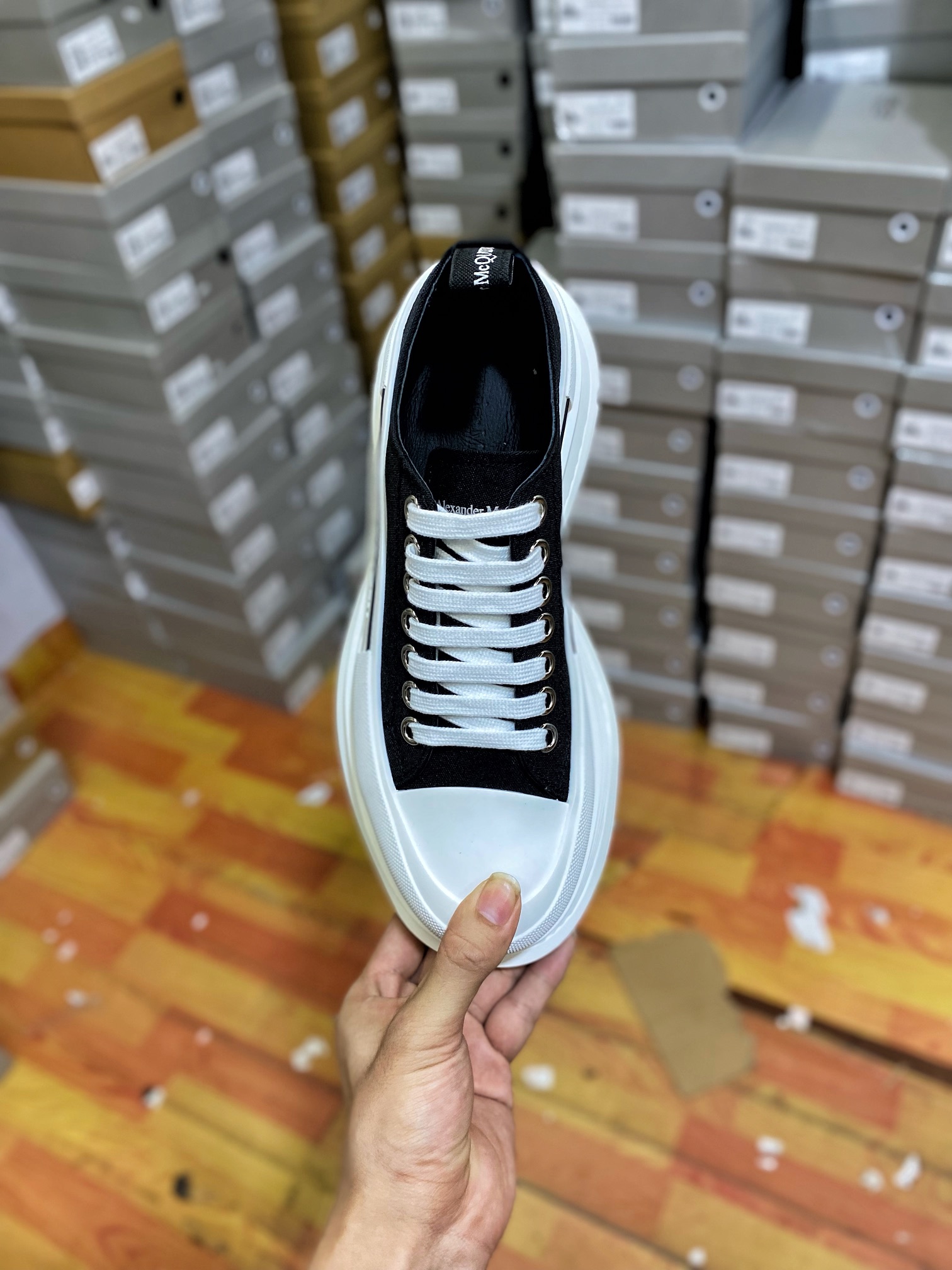 Alexander McQueen/Alexander McQueen platform shoes thick-soled height-enhancing canvas dad shoes