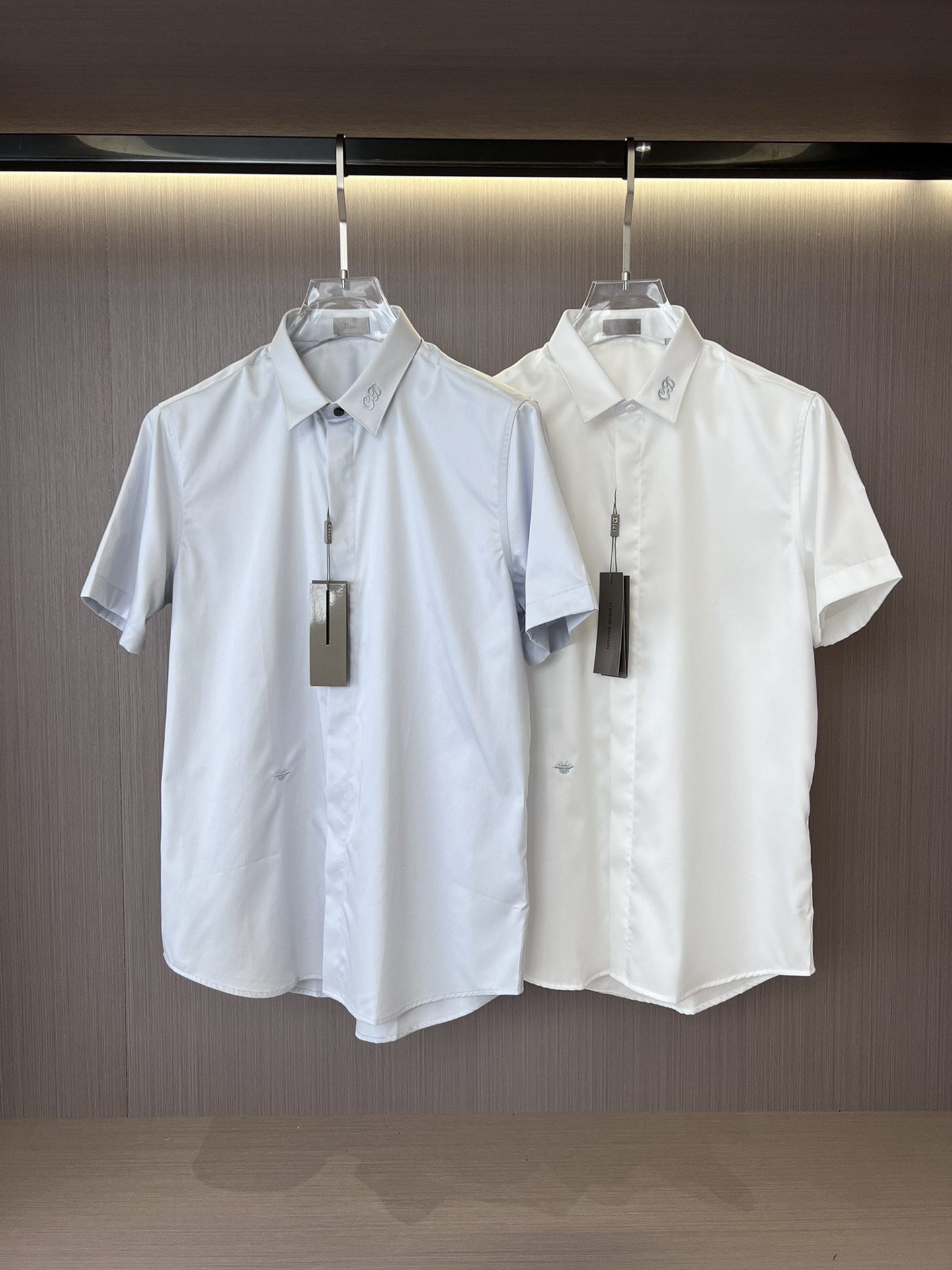 Dior Good
 Clothing Shirts & Blouses Gold Grey Light Gray White Embroidery Men Cotton Spandex