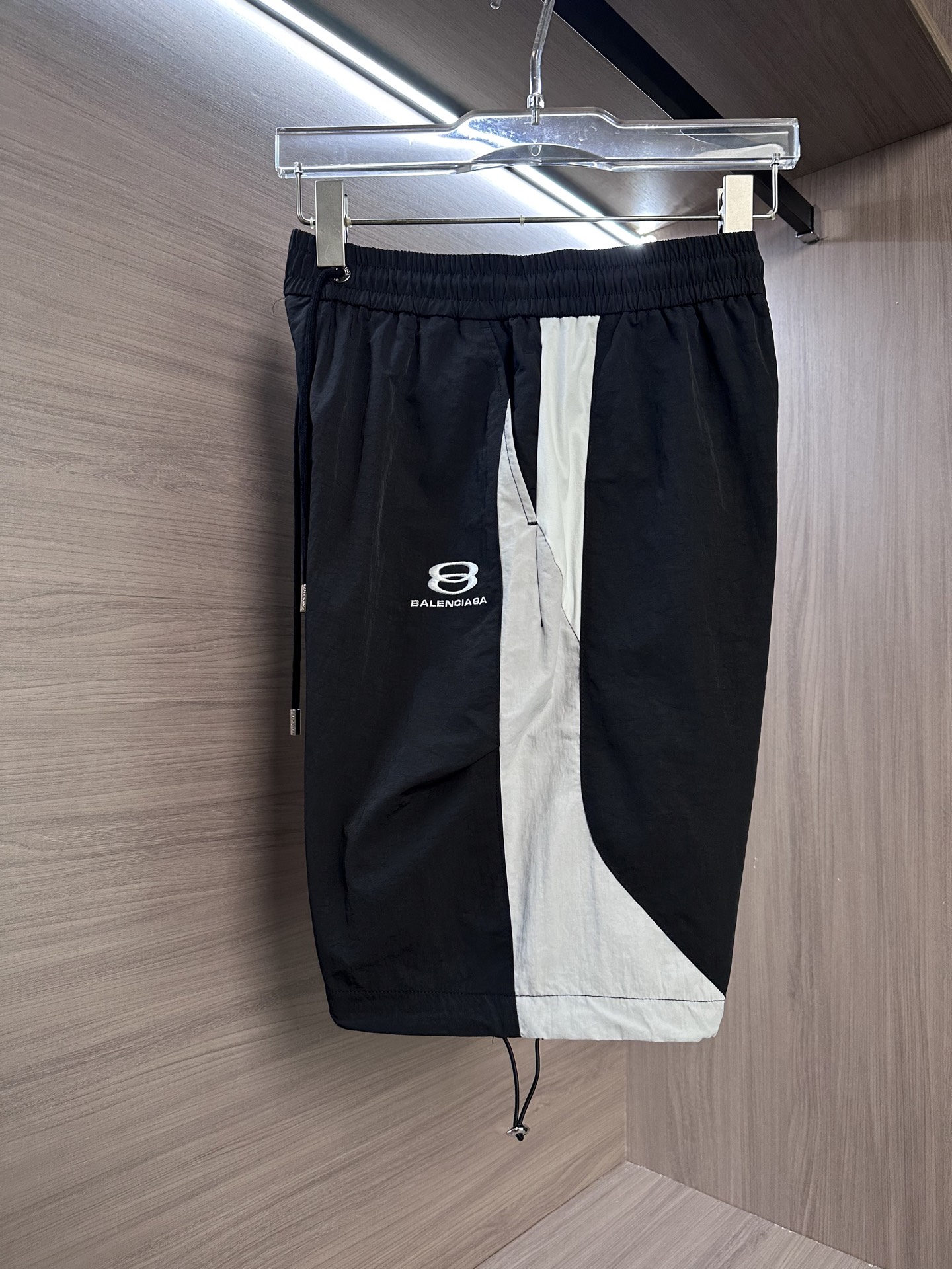 Balenciaga Men's Black & White Athletic Shorts, Elastic Waistband 2 i1751007896422 9744 0 0