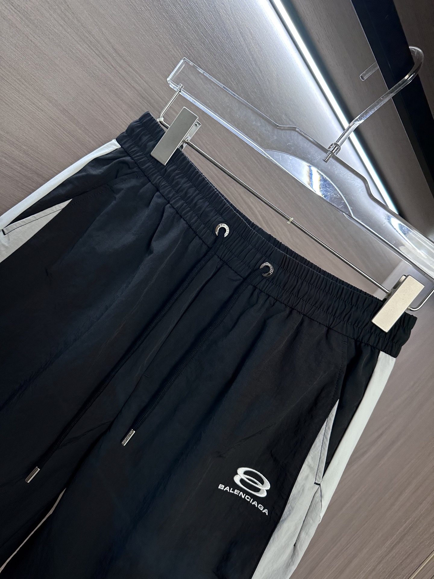 Balenciaga Men's Black & White Athletic Shorts, Elastic Waistband 6 i1751007898120 4991 0 4