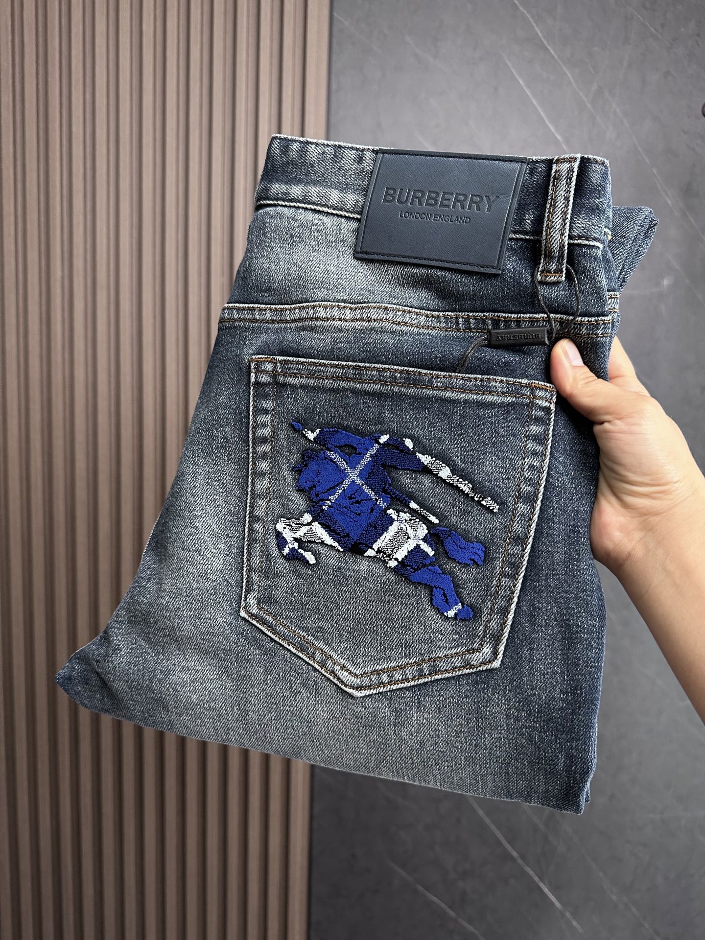 Burberry Blue Checkered Denim Jeans: Classic Fit, Modern Style 2 i1755755562428 6623 0 0