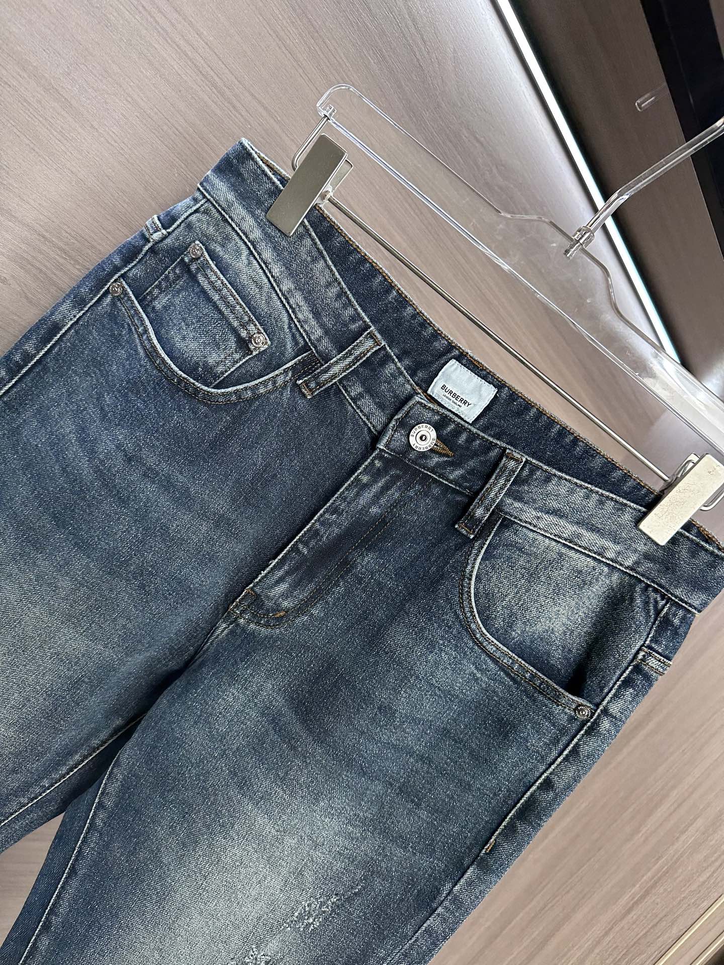 Burberry Blue Checkered Denim Jeans: Classic Fit, Modern Style 5 i1755755562498 8405 0 3