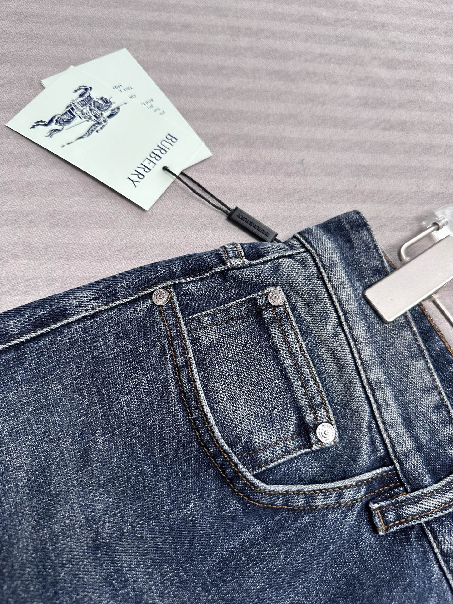Burberry Blue Check Denim Jeans: Classic Fit, Modern Style 8 i1755847450974 2164 0 6