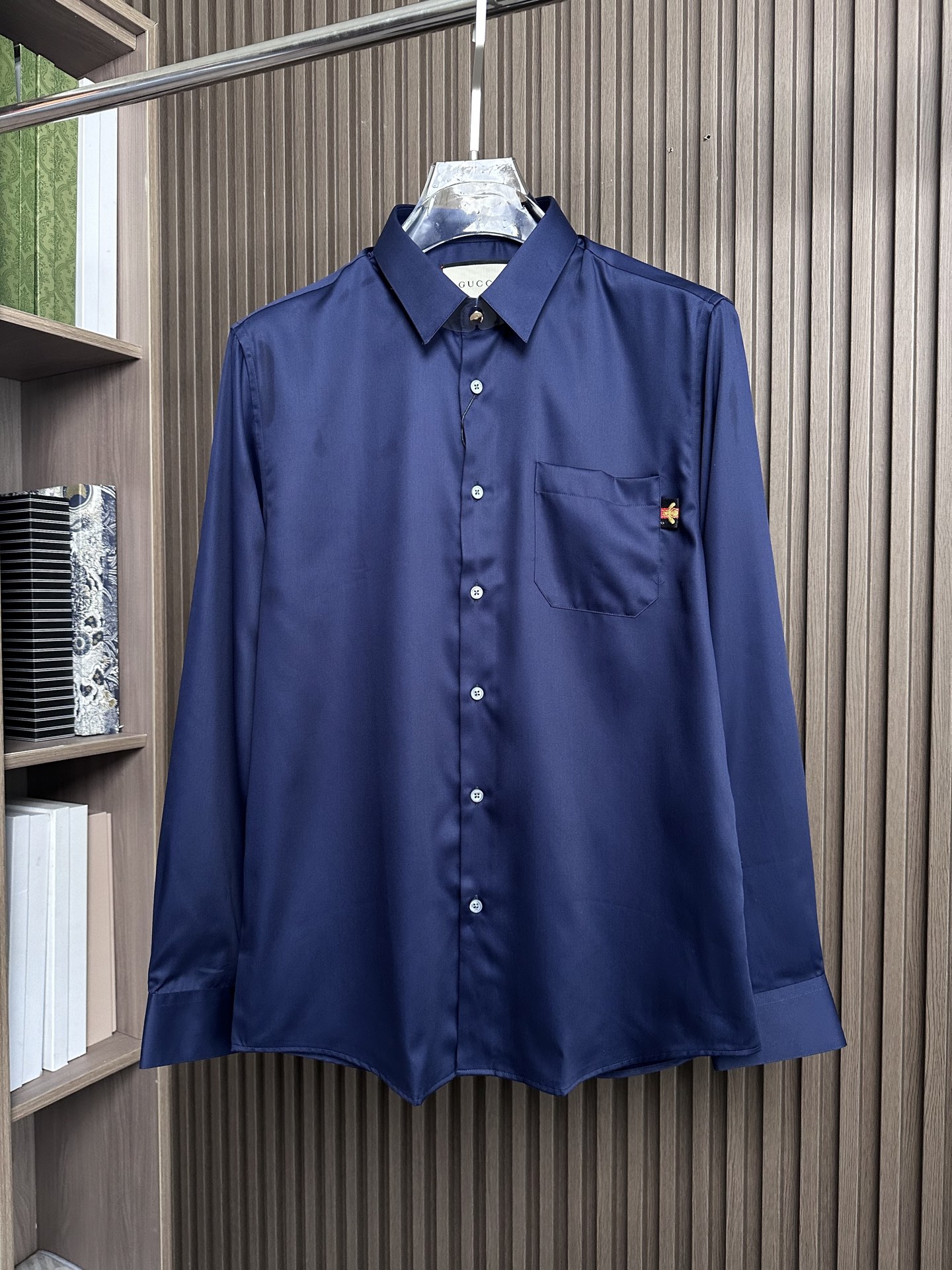 （藏蓝～）Gu家25FW秋冬新款府绸长袖衬衫