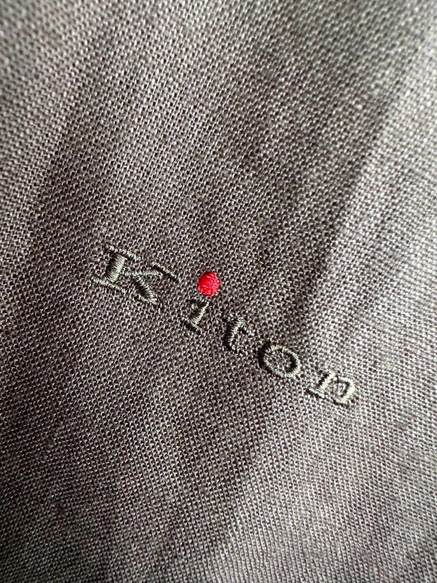 （军绿～）Kiton亚麻刺绣Logo红点衬衫｜