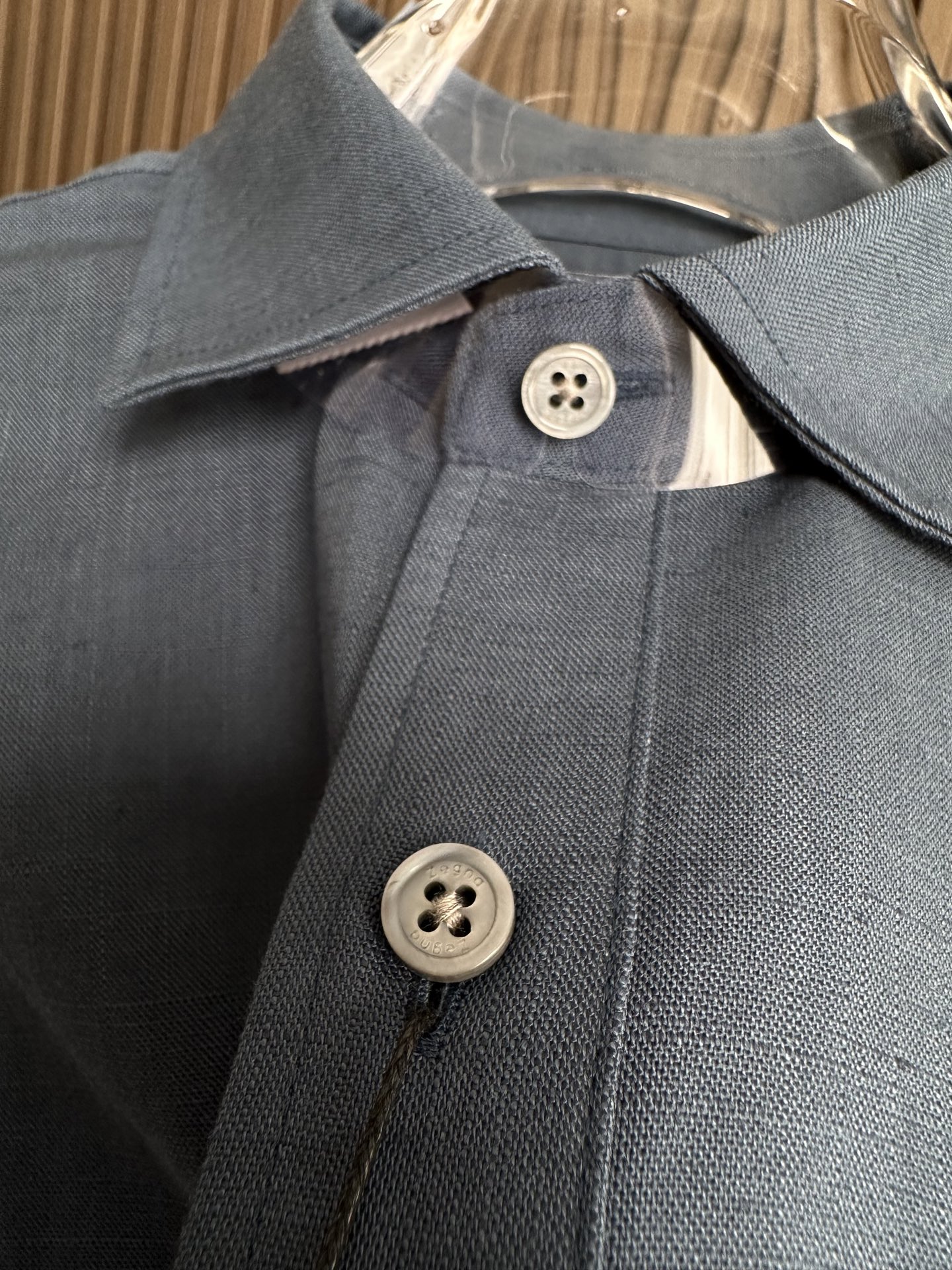 （深蓝色～）ZZ杰尼亚25FW秋冬新款半开扣款亚麻衬衫｜码数：SMLXLXXL