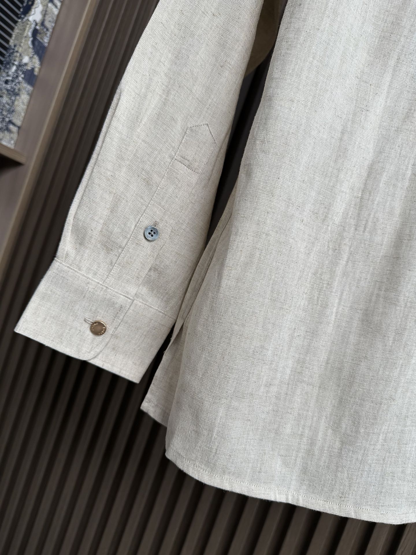 （亚麻原色～）ZZ杰尼亚25FW秋冬新款半开扣款亚麻衬衫｜码数：SMLXLXXL