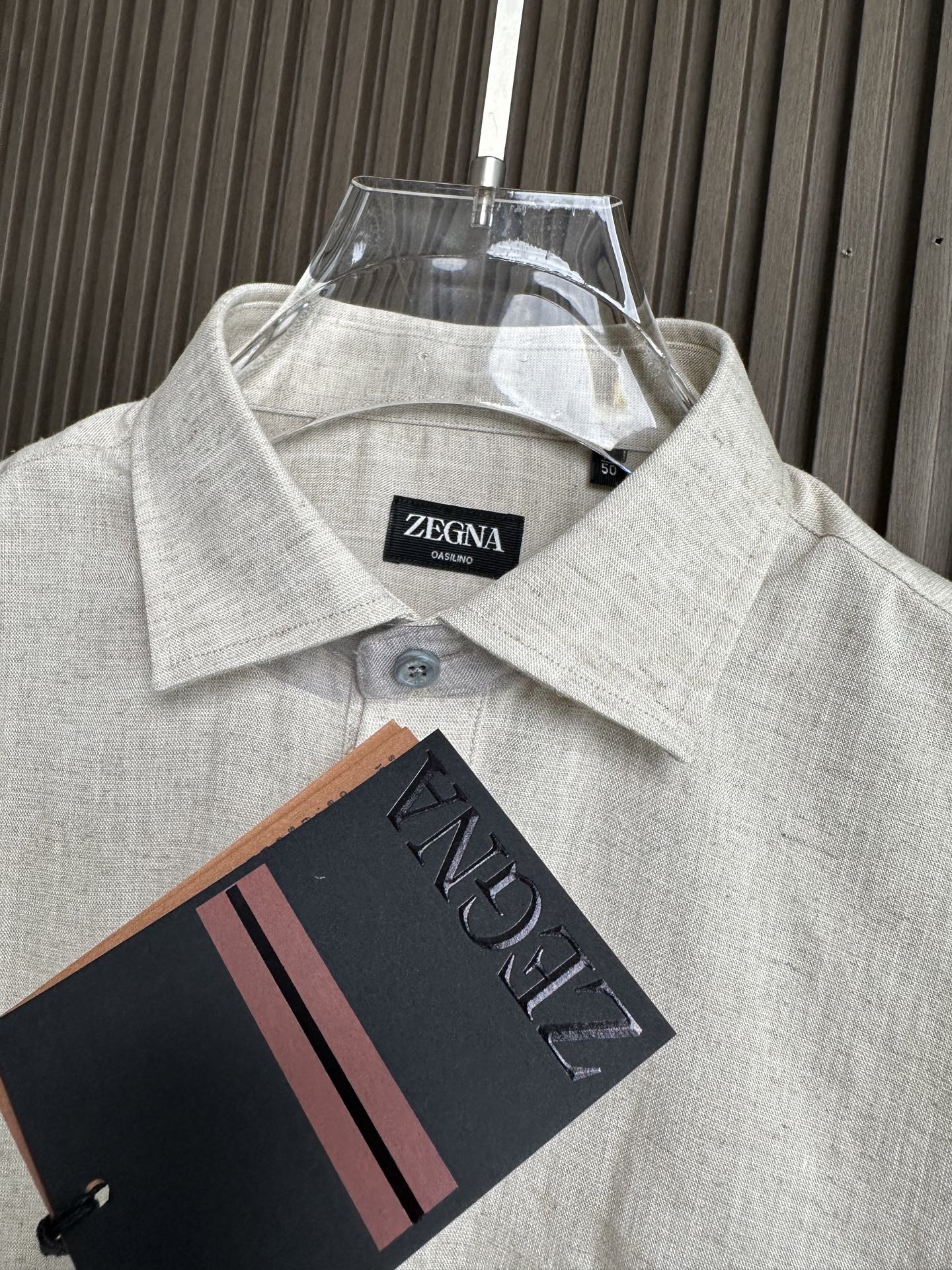 （亚麻原色～）ZZ杰尼亚25FW秋冬新款半开扣款亚麻衬衫｜码数：SMLXLXXL