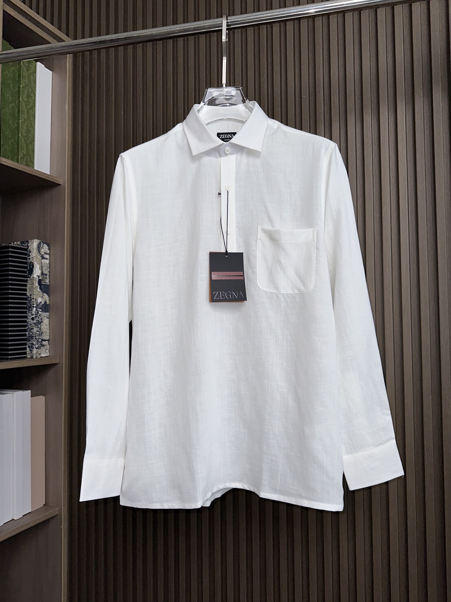 （白色～）ZZ杰尼亚25FW秋冬新款半开扣款亚麻衬衫｜码数：SMLXLXXL