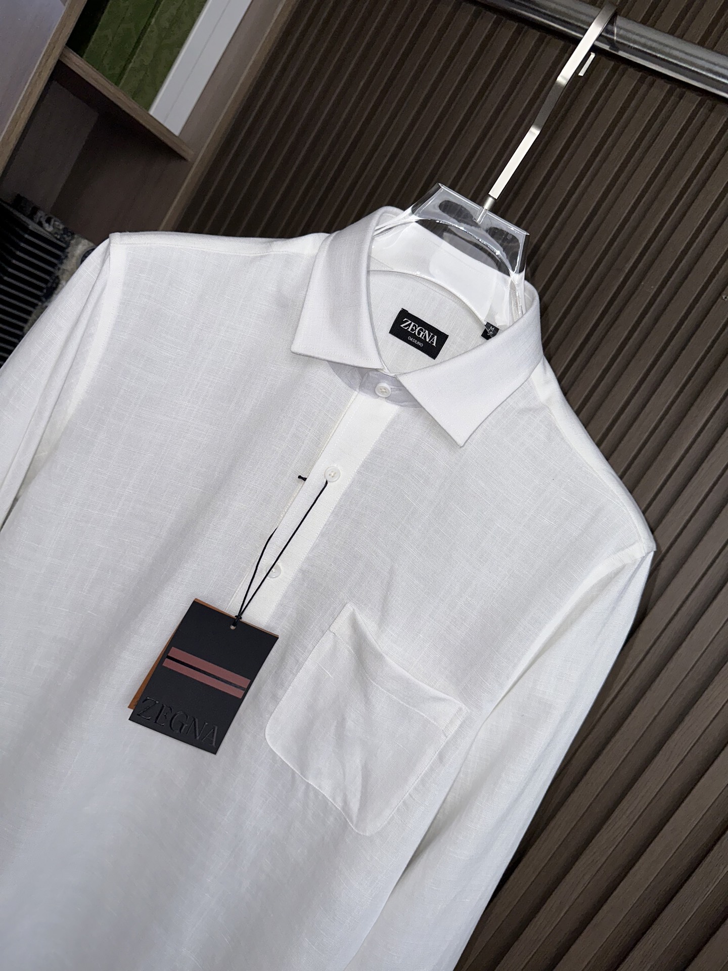 （白色～）ZZ杰尼亚25FW秋冬新款半开扣款亚麻衬衫｜码数：SMLXLXXL