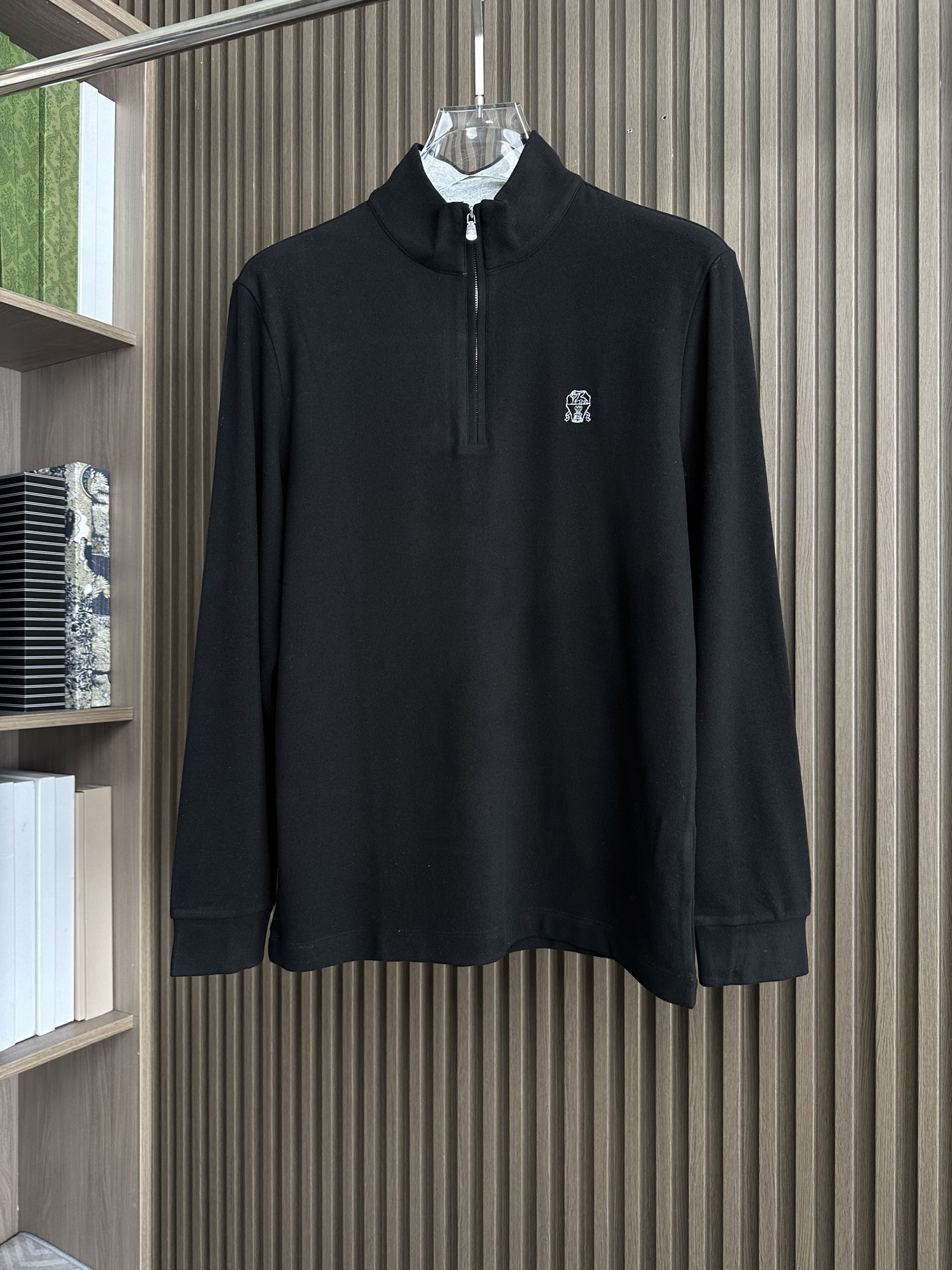 NO:565846,(Black~) BC men's 25FW autumn and winter new composite thin velvet men's three-dimensional embroidered logo long-sleeved bottoming shirt,,,alexander wang19860909（黑～） BC男士25FW秋冬新款复合薄绒男士立体绣标长袖打底衫 ,,,alexander wang,Men's clothing