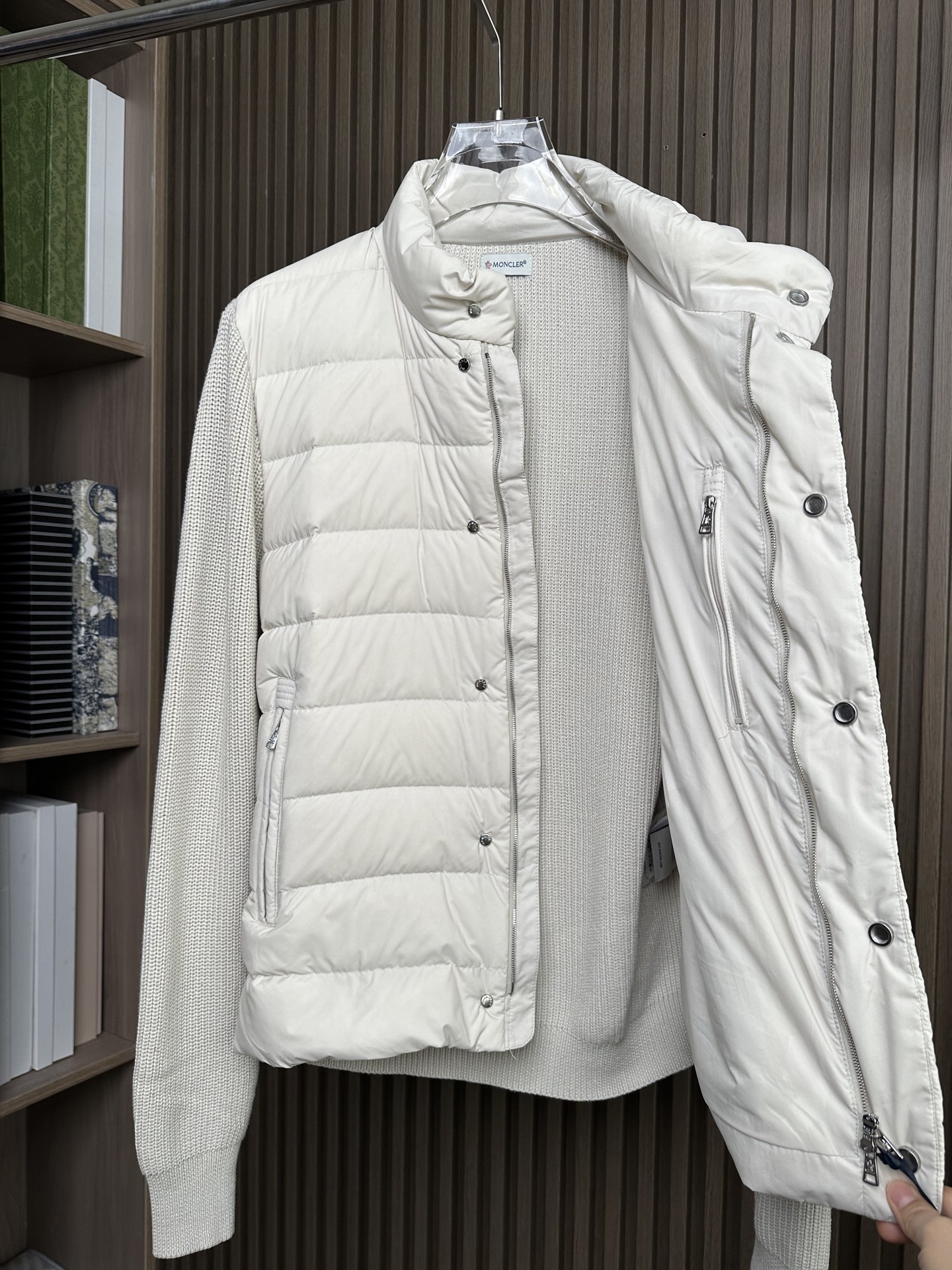 羽绒服 （米白～）Mon蒙口2025 秋冬季新品｜拼接针织羽绒服｜重塑运动高奢风格