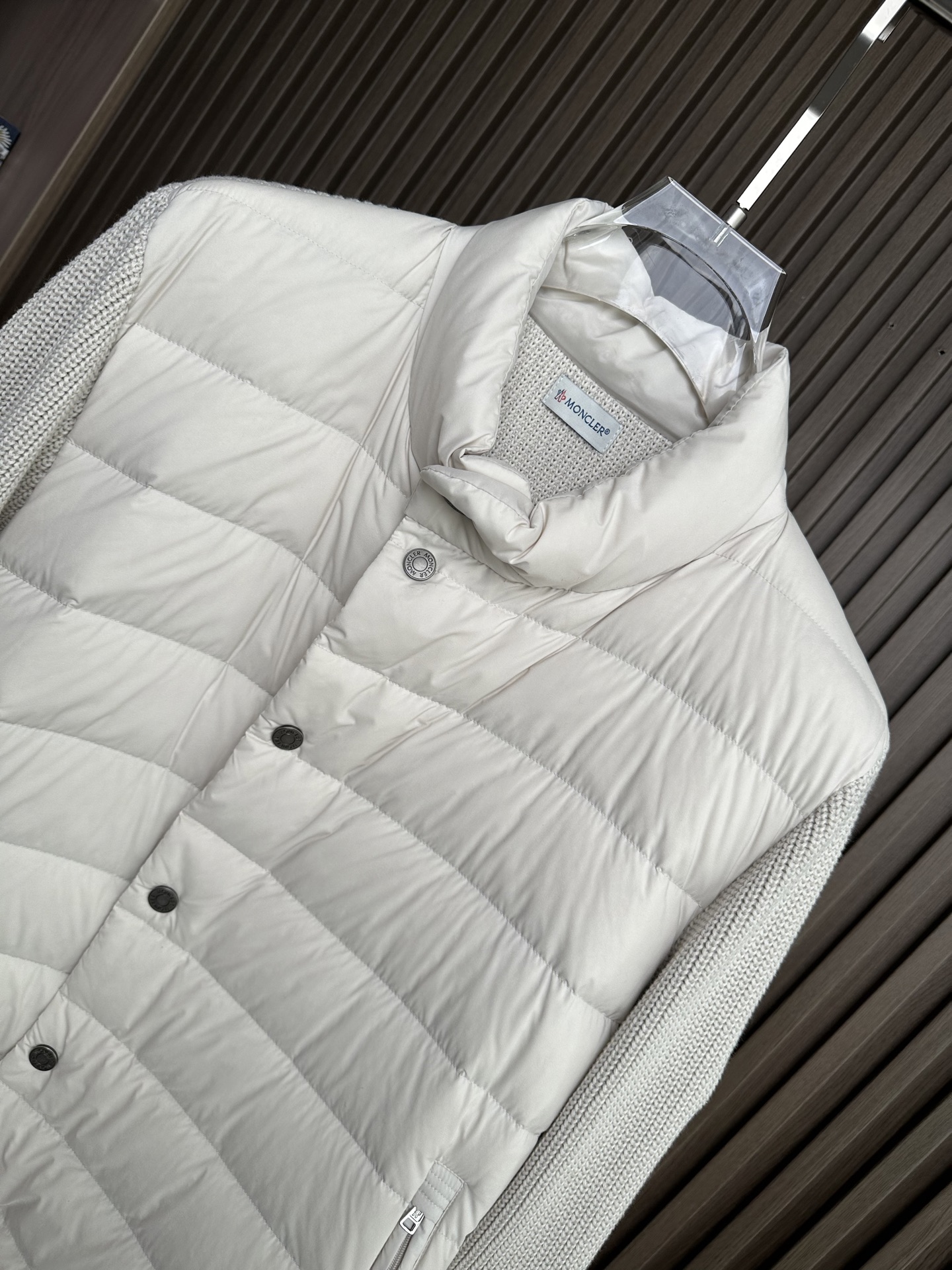 羽绒服 （米白～）Mon蒙口2025 秋冬季新品｜拼接针织羽绒服｜重塑运动高奢风格