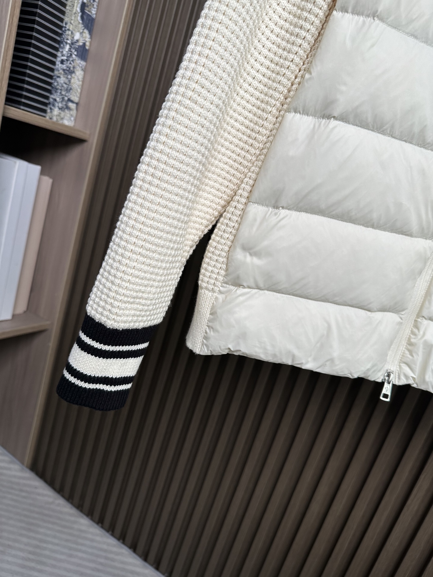 羽绒服 （米白～）Mon蒙口2025 秋冬季新品｜拼接针织羽绒服｜重塑运动高奢风格