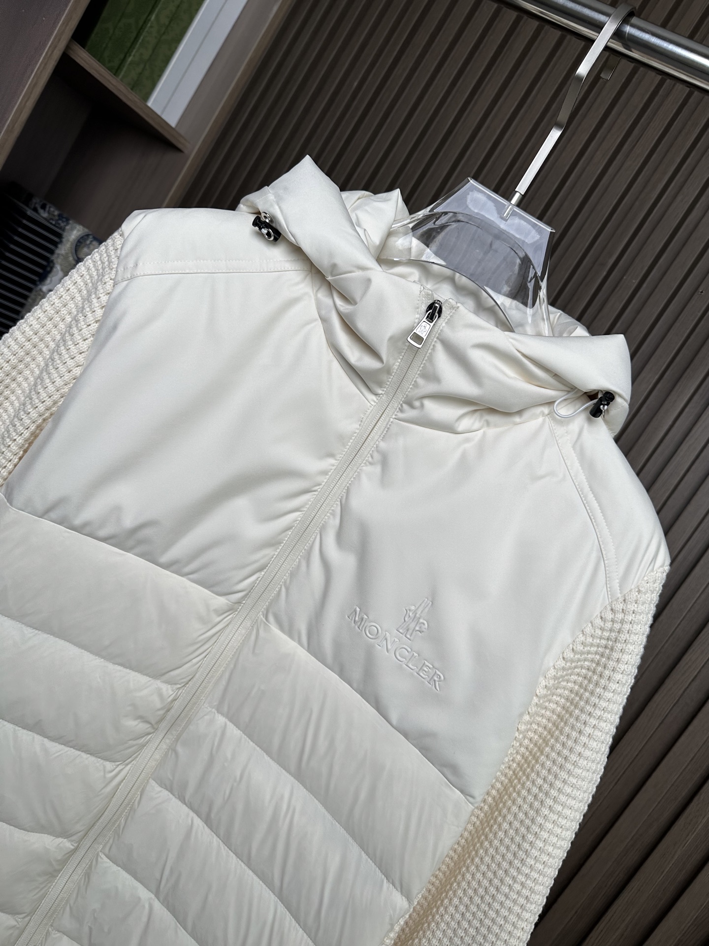 羽绒服 （米白～）Mon蒙口2025 秋冬季新品｜拼接针织羽绒服｜重塑运动高奢风格
