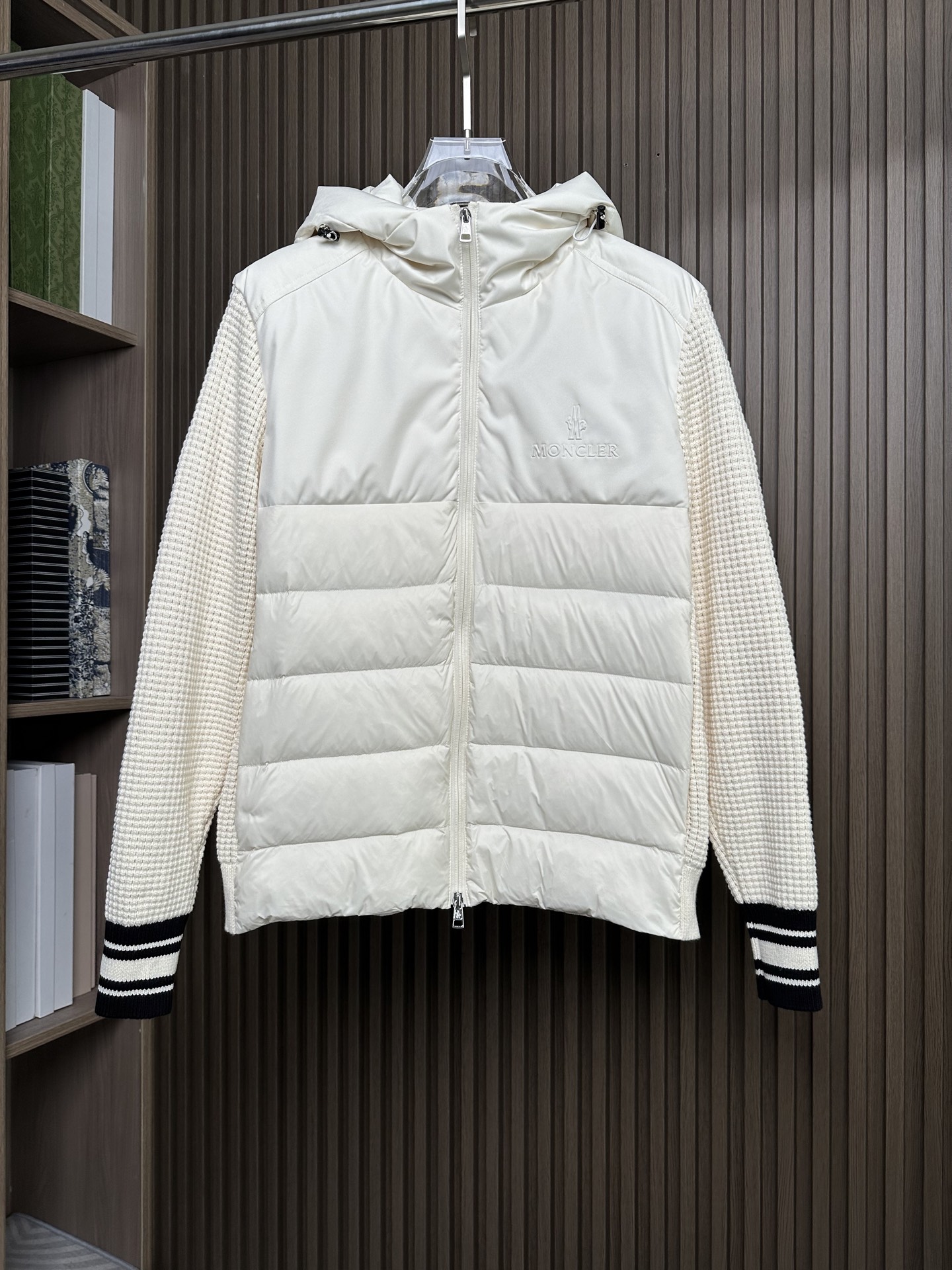 羽绒服 （米白～）Mon蒙口2025 秋冬季新品｜拼接针织羽绒服｜重塑运动高奢风格