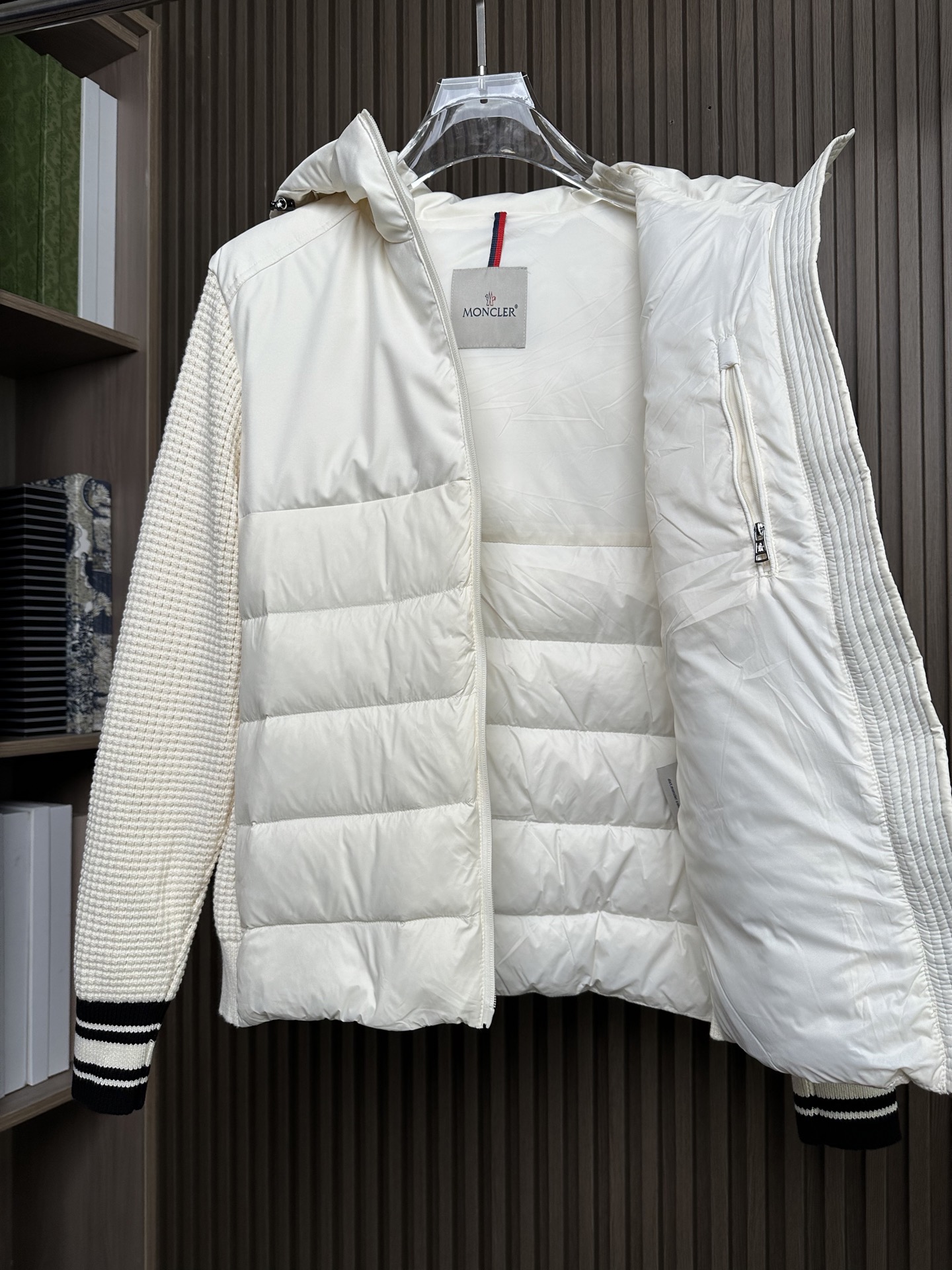 羽绒服 （米白～）Mon蒙口2025 秋冬季新品｜拼接针织羽绒服｜重塑运动高奢风格
