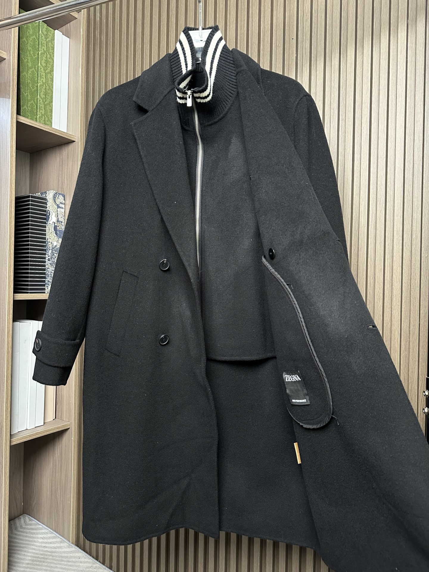 羽模式 （黑～）ZZ杰尼亚25FW秋冬新款羊毛大衣🧥，100%羊毛大衣