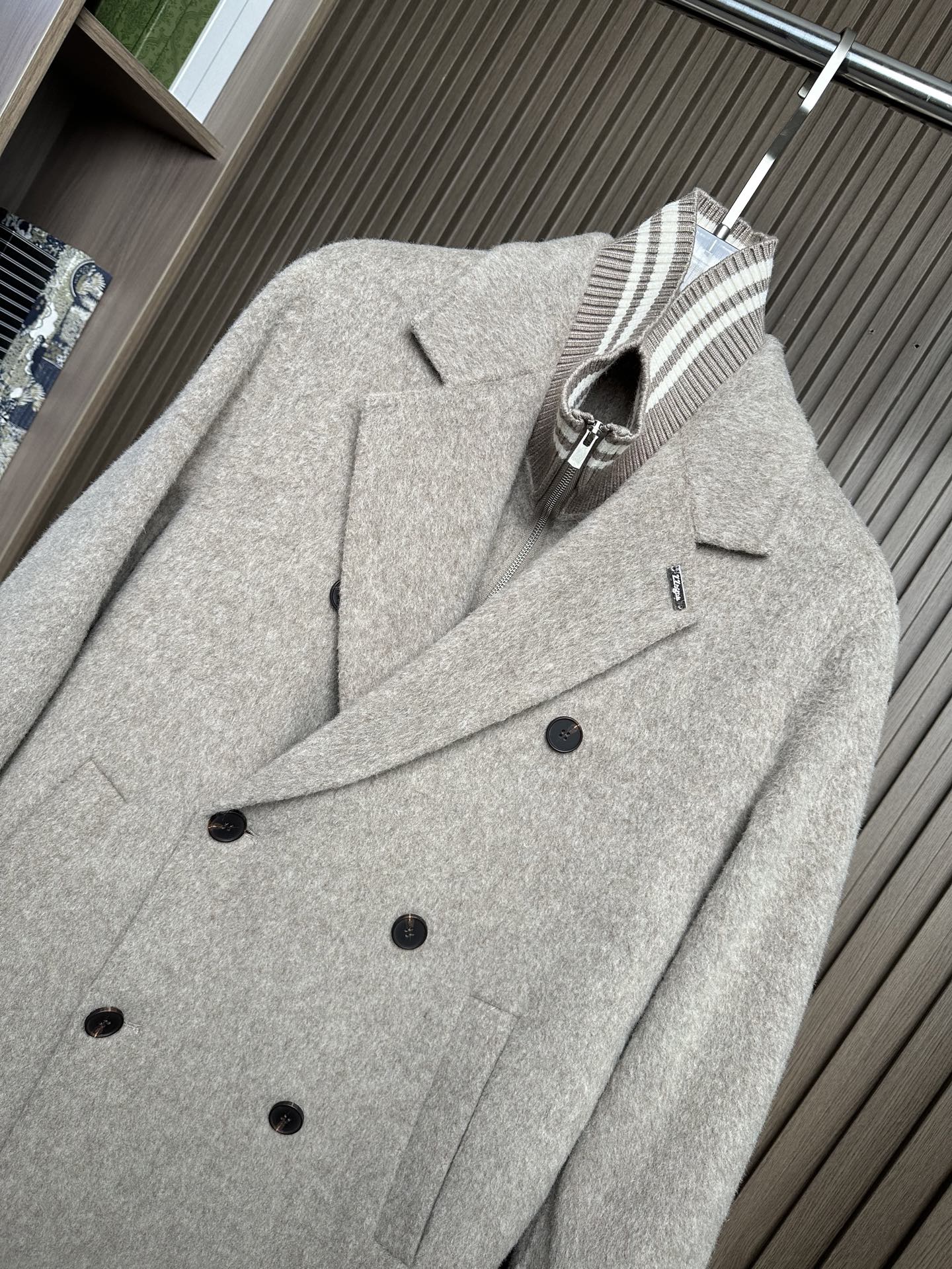羽模式 （浅卡其～）ZZ杰尼亚25FW秋冬新款羊毛大衣🧥，100%羊毛大衣