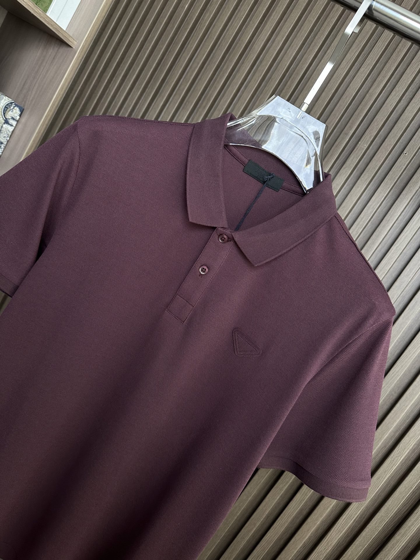 （酒红～）PD普拉达26SS春夏新款POLO