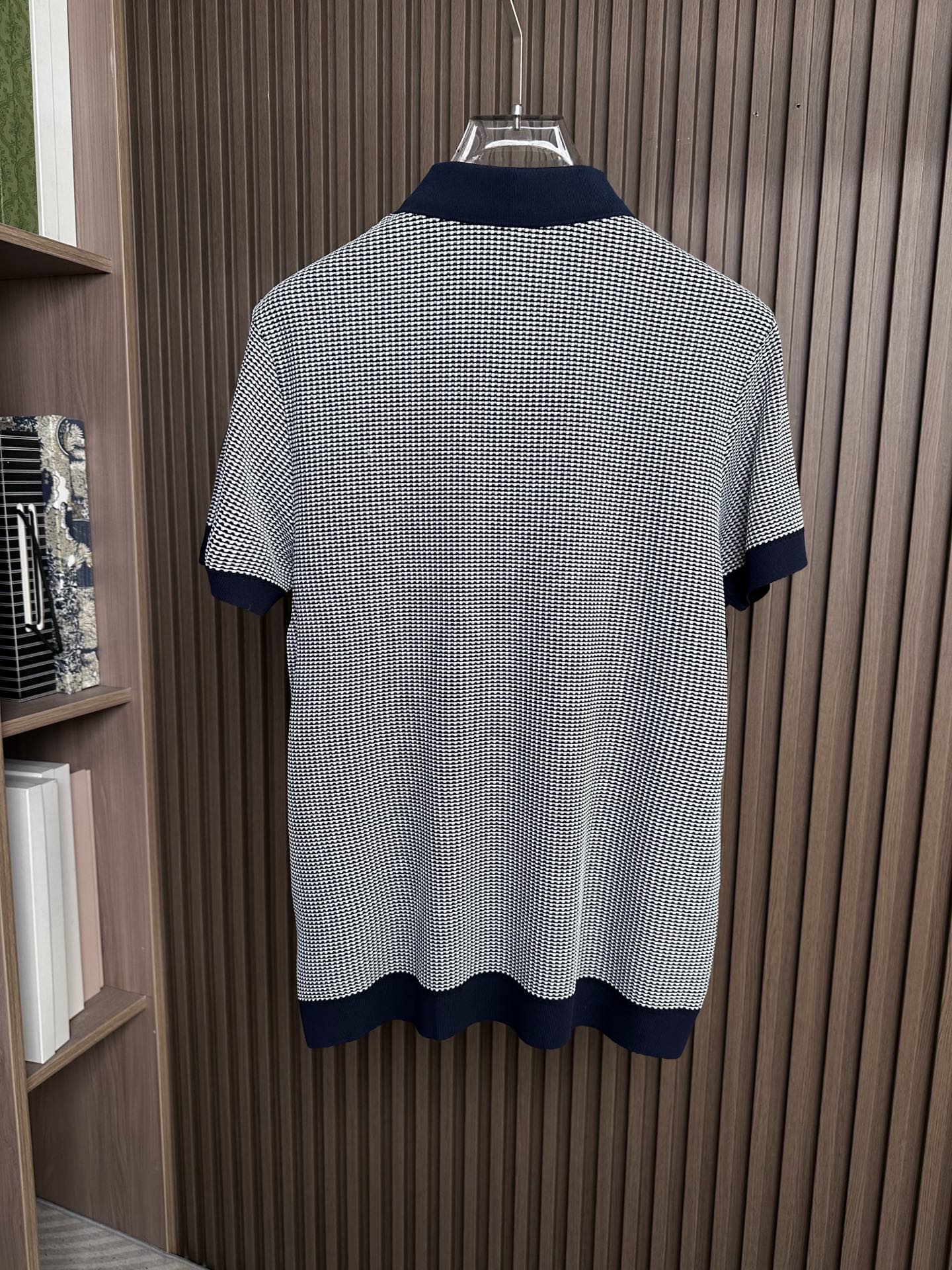 （藏蓝～）PRADA普拉达26SS春夏新款竖条提花起脚短袖 原版定制 面料选用进口彩柔棉 轻薄透气 上身