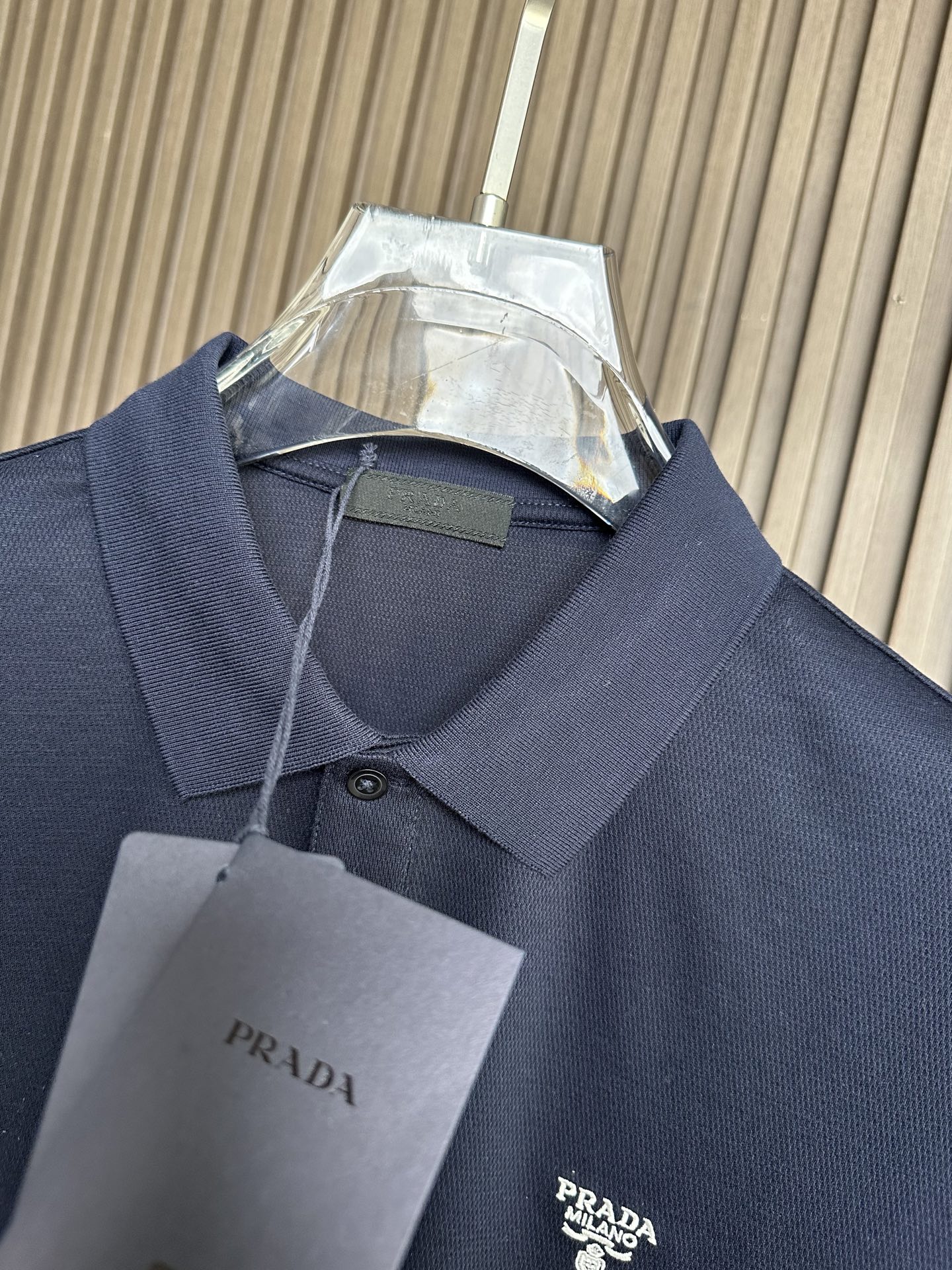 🔥（藏蓝～）PRADA普拉达26SS春夏起脚色织Polo 手感舒适 原版定制 高端大气 胸前刺绣品牌lo