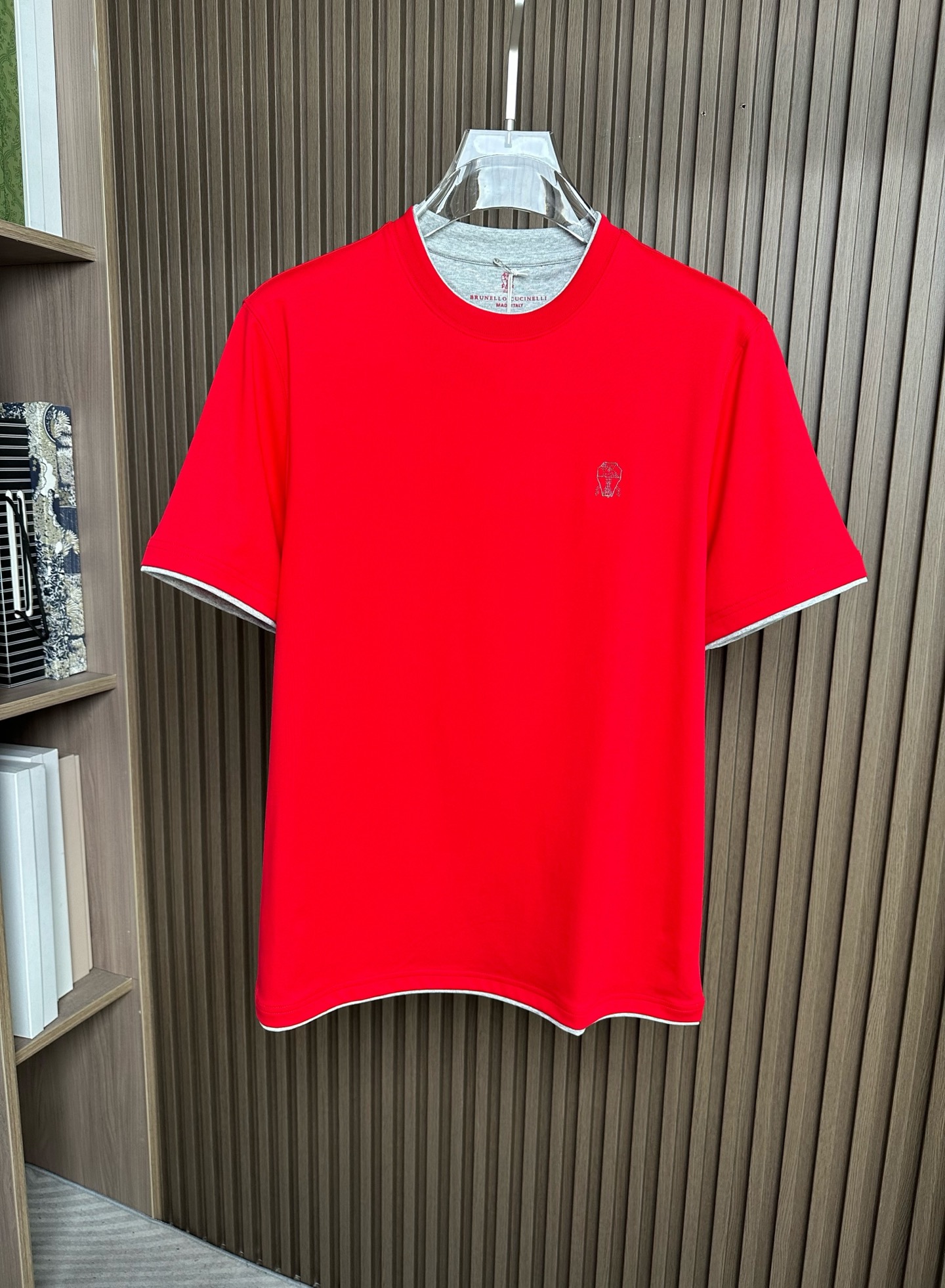 （红～）BC家26SS春夏短袖（两色叠加领口，袖口设计） 这款短袖面料采用32支双股新疆长绒棉紧密圆领短
