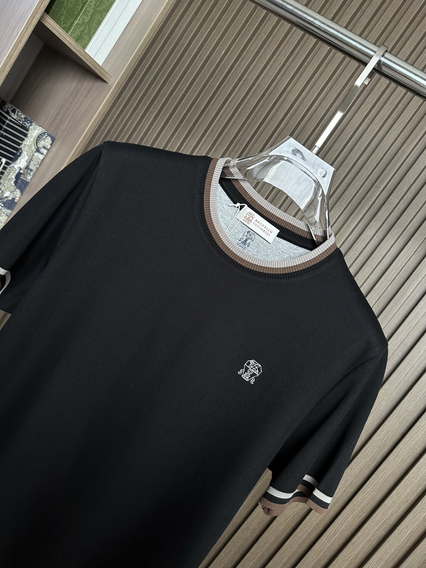 黑色～）BC家26SS春夏短袖（两色叠加领口，袖口设计） 这款短袖面料采用32支双股新疆长绒棉紧密圆领短
