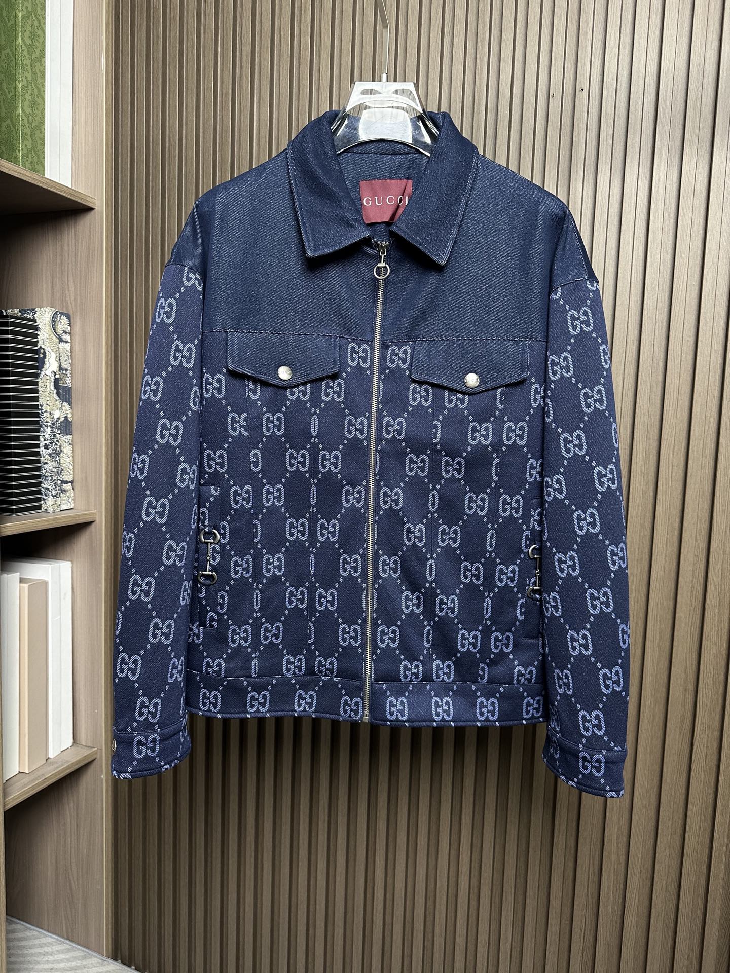 Gucci Blue Monogram Button Jacket