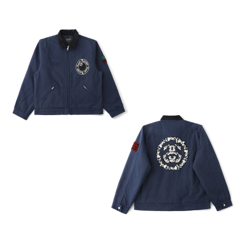 Stussy x Denim Tears SS25 Navy Blue Work Jacket with Logo - Unisex 1 Stussy x Denim Tears SS25 Navy Blue Work Jacket with Logo - Unisex